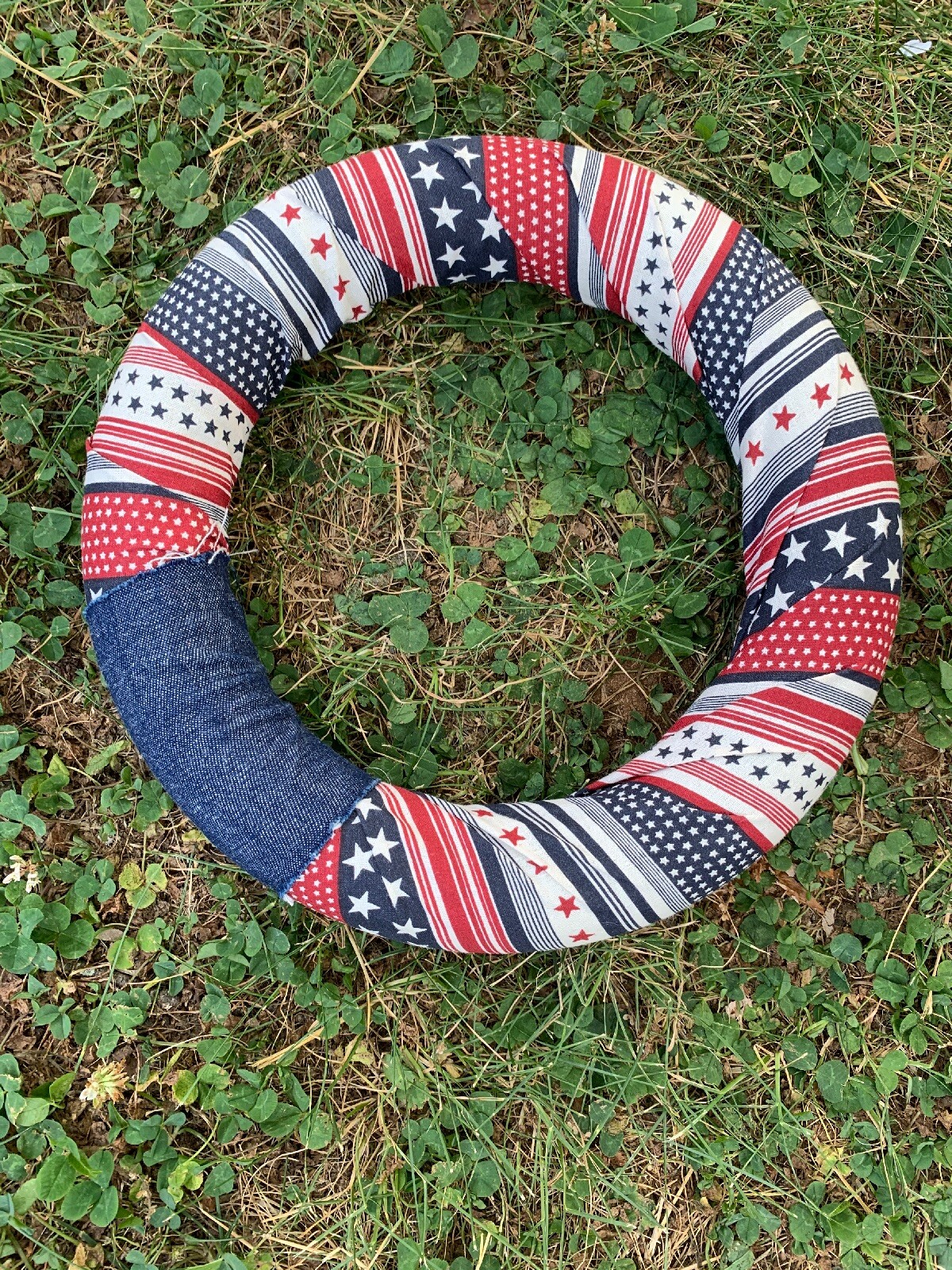 Vintage Handmade PATRIOTIC USA FLAG 4th of July Door Wall Wreath Art 10″❤️ sj17j