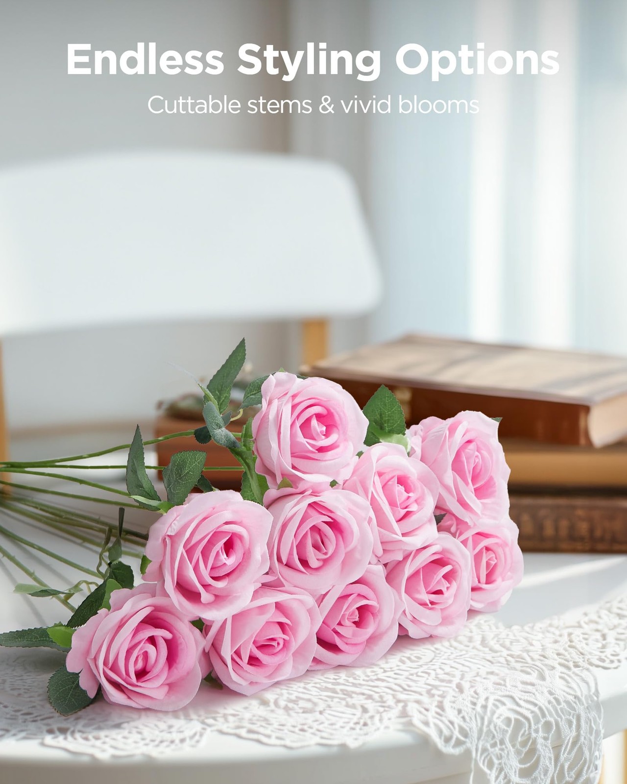 Pink Fake Velvet Silk Rose Artificial Faux Flower DIY Wedding Decor 50 PCS