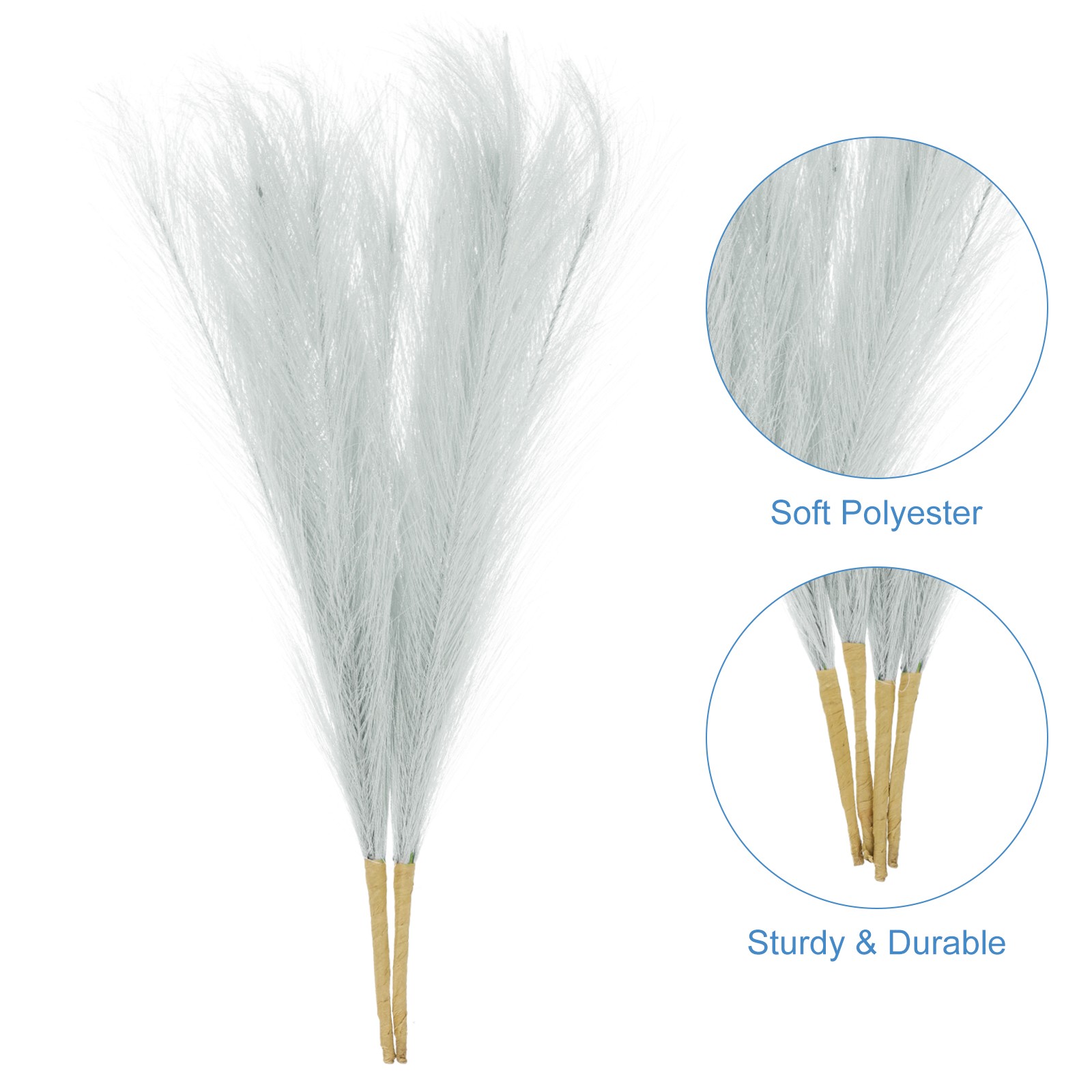 2pcs Faux Pampas Grass 17 Inch 10 Stem Artificial Grass for Decor, Light Grey