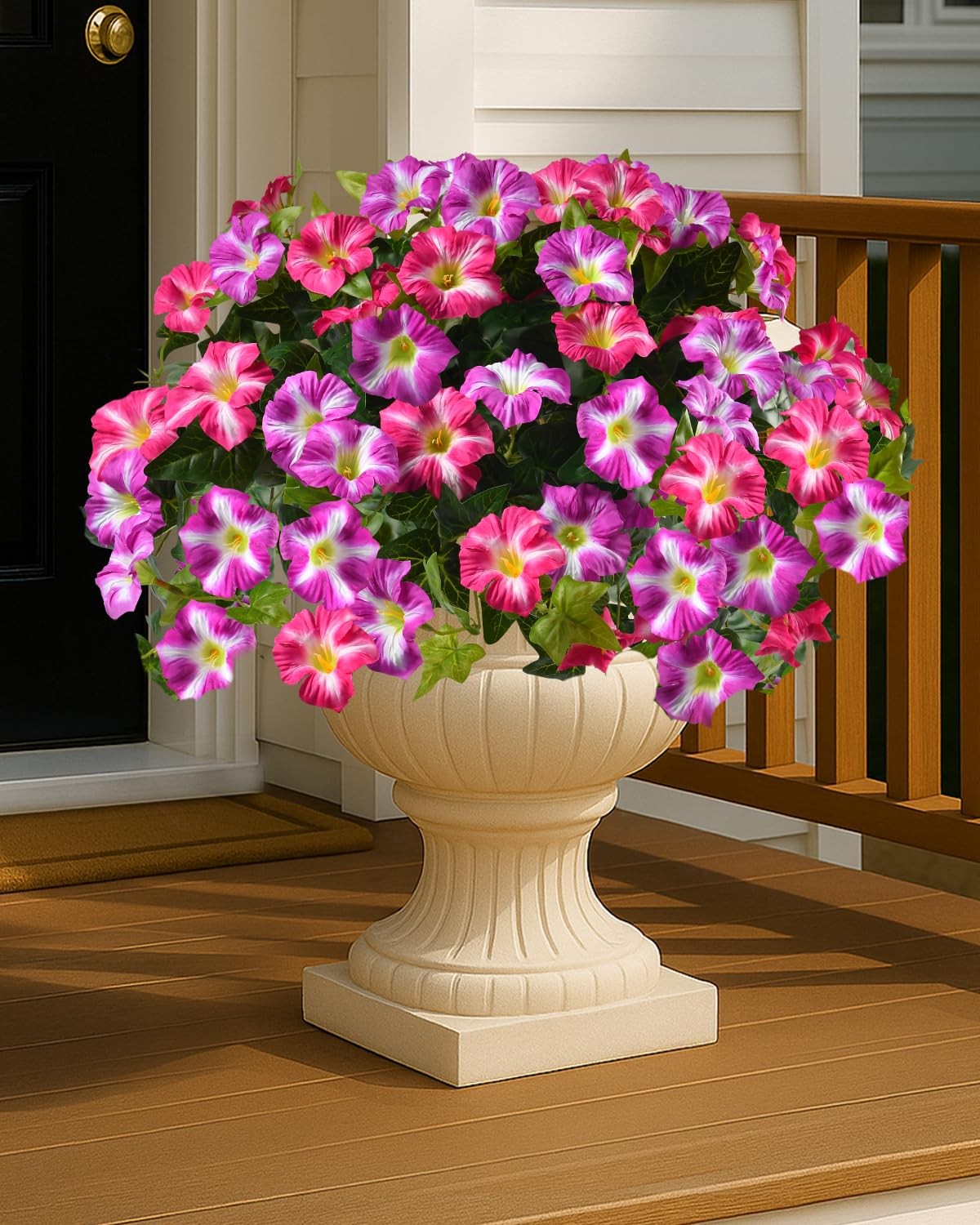 Artificial Flowers for Outdoors, 2 Pack UV Resistant Petunias with Real Touch…