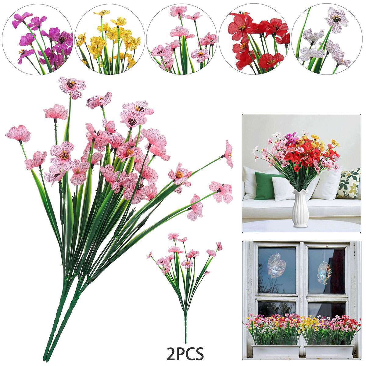 8/10X Artificial Flower Fake Plant Lavender Tulips Rose Violet Home Garden Decor