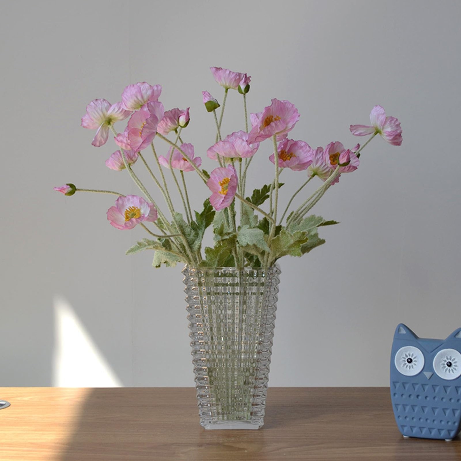 Light Pink Artificial Poppies Silk Flowers Plants Bouquets Decor 23.6 Inch