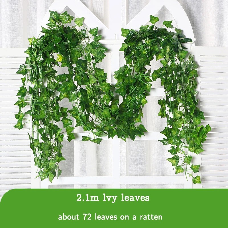 Artificial Hanging Plants Fake Flowers Leaves Long Green Silk Ivy Vine Garland