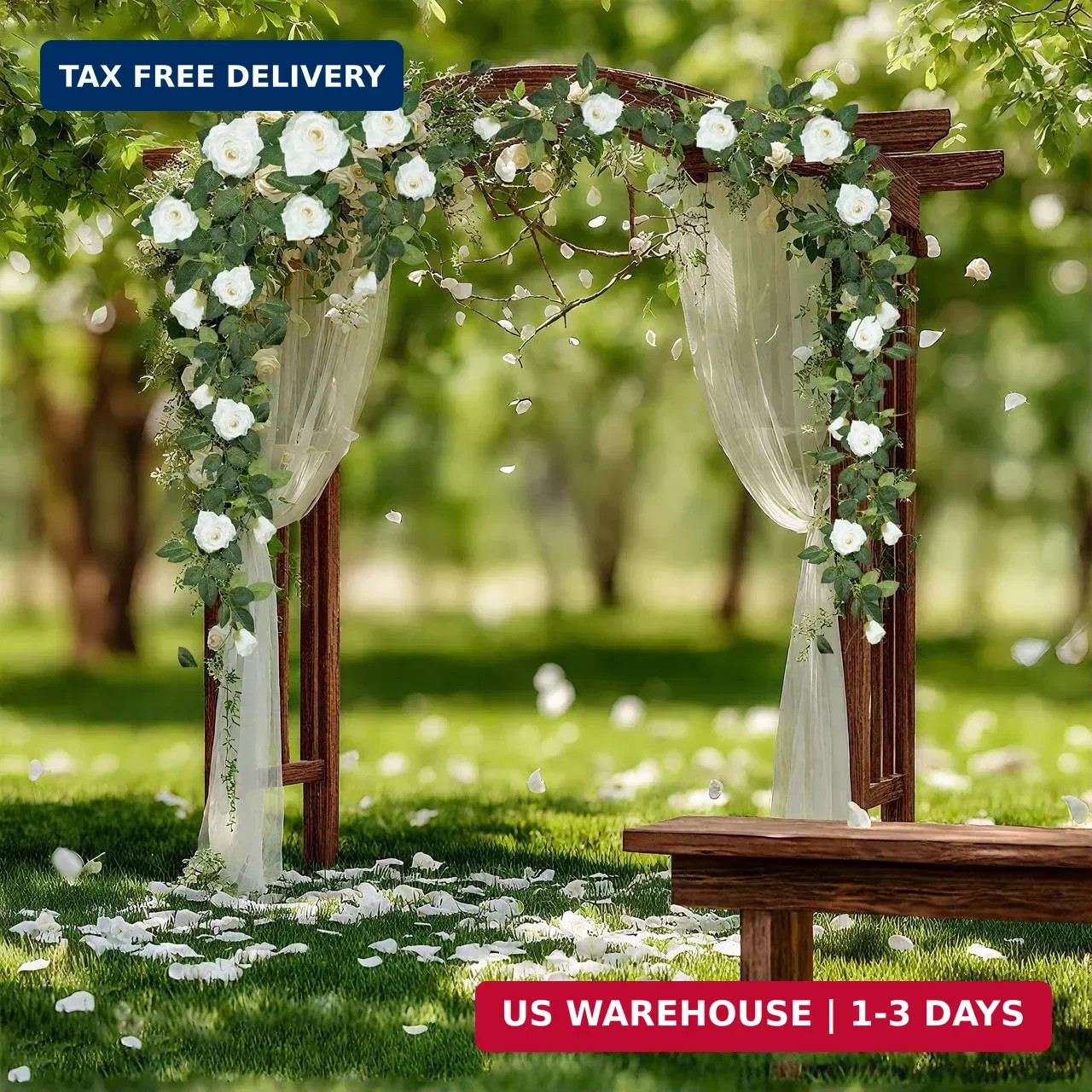 ZIFTY 5Pcs 32.5FT Artificial Rose Vine Fake Flower Garland White Fake Silk Flora