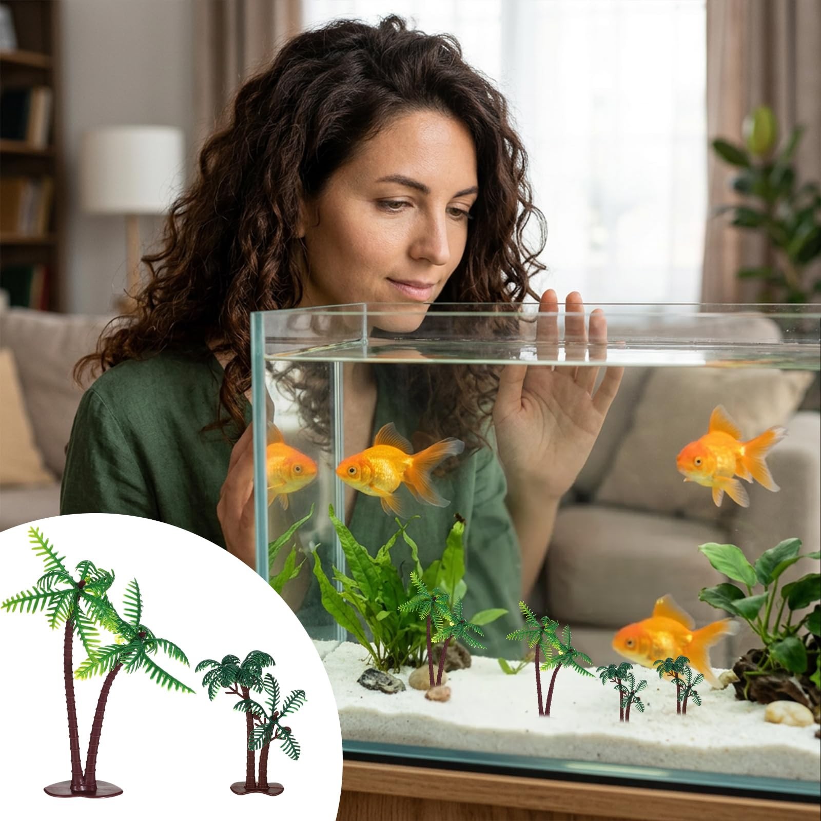 10 Pieces Mini Palm Tree Set, Artificial Palm Trees for Rainforest Diorama Su…