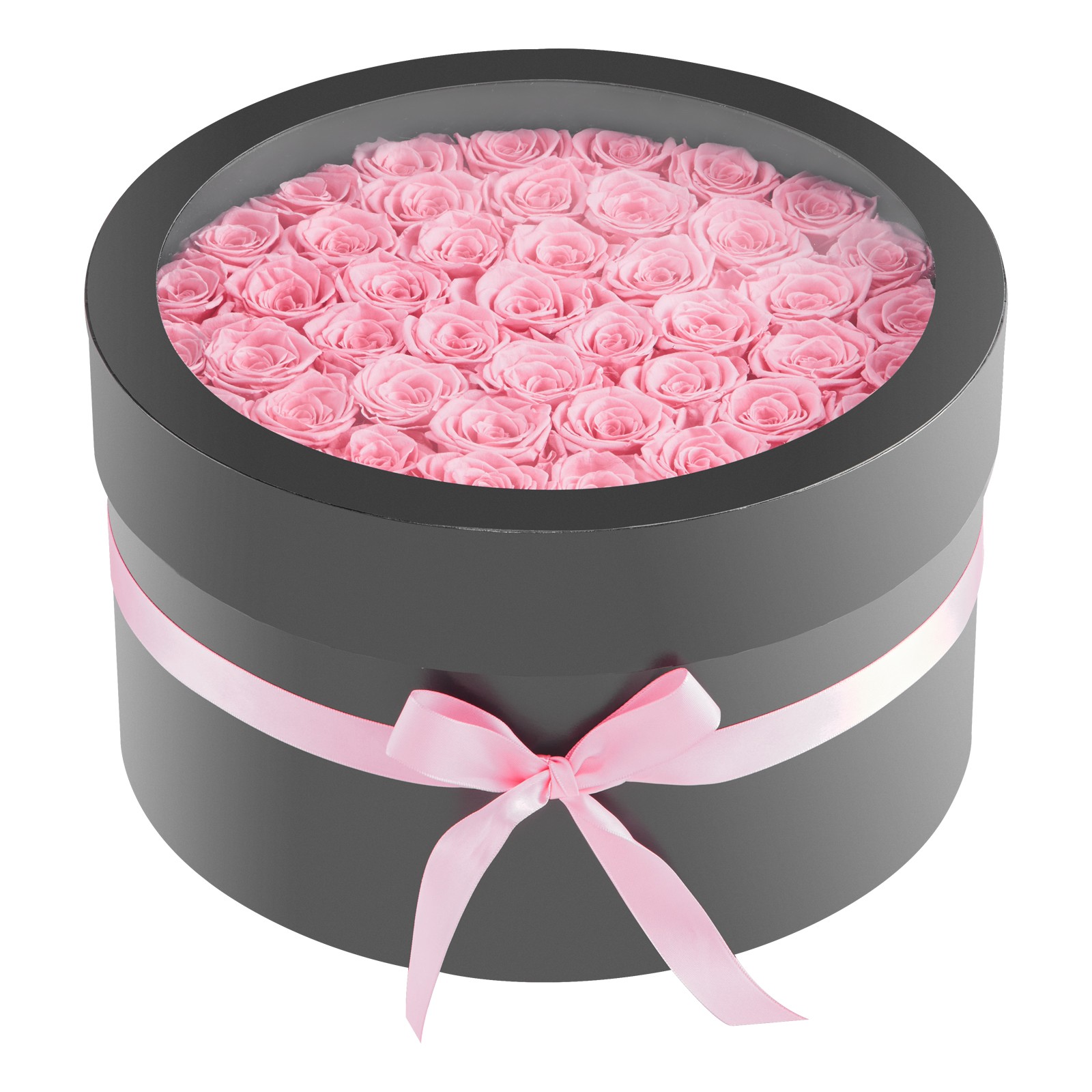Uimoso 50 Preserved Roses in Round Box – Eternal Bouquet in Soft Pink