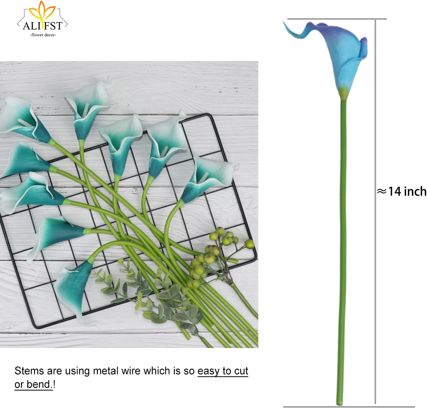 30Pack Real Touch PU Latex Artificial Calla Lily Flowers for Wedding Party and H
