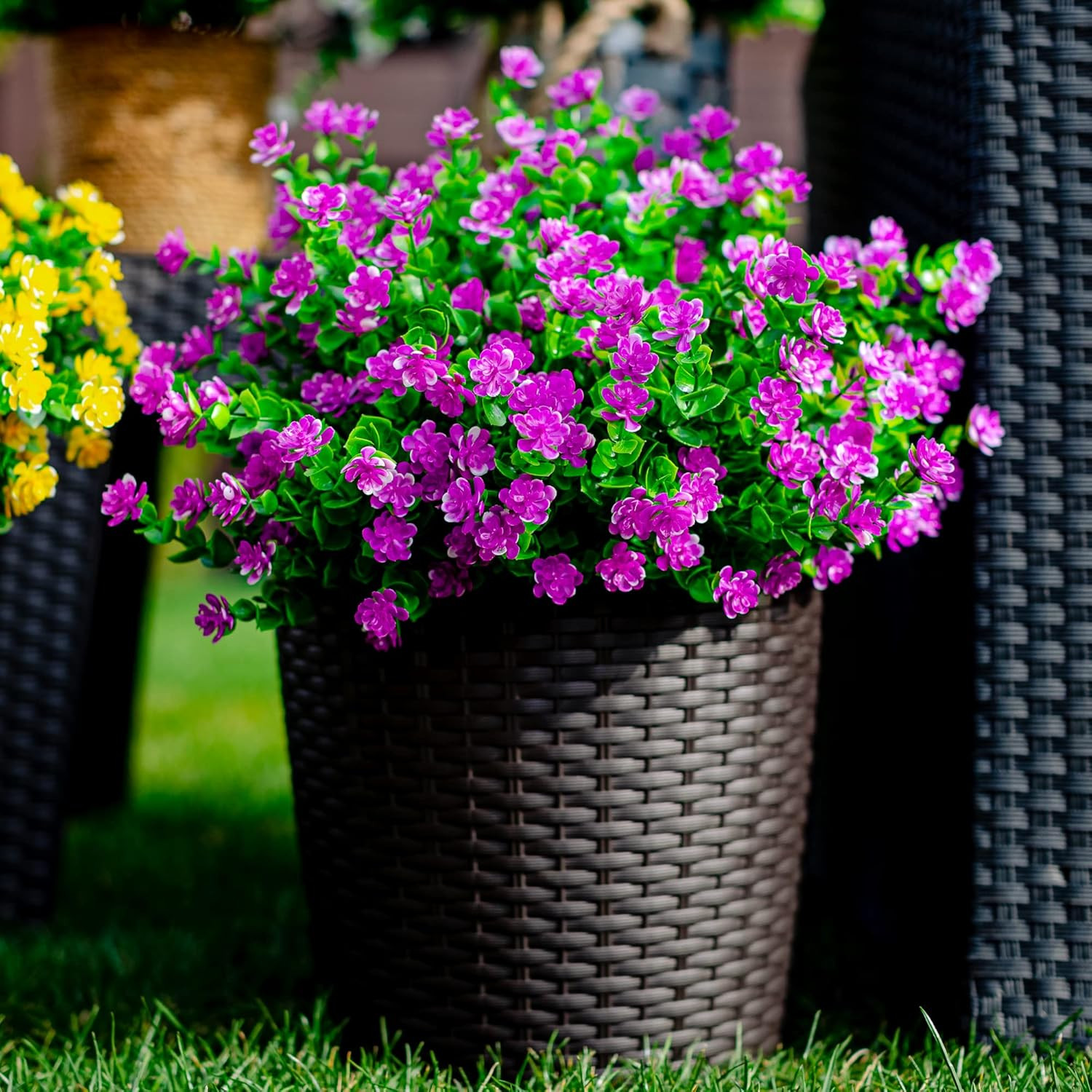 Artificial Flowers Outdoor Fake Plants – 12 Bundles UV Resistant No Fade Faux Pl