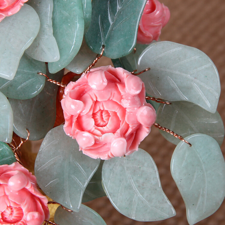 Feng Shui Stone Jade Money Tree Bonsai Luck Wealth Decoration Flower Tree Pot