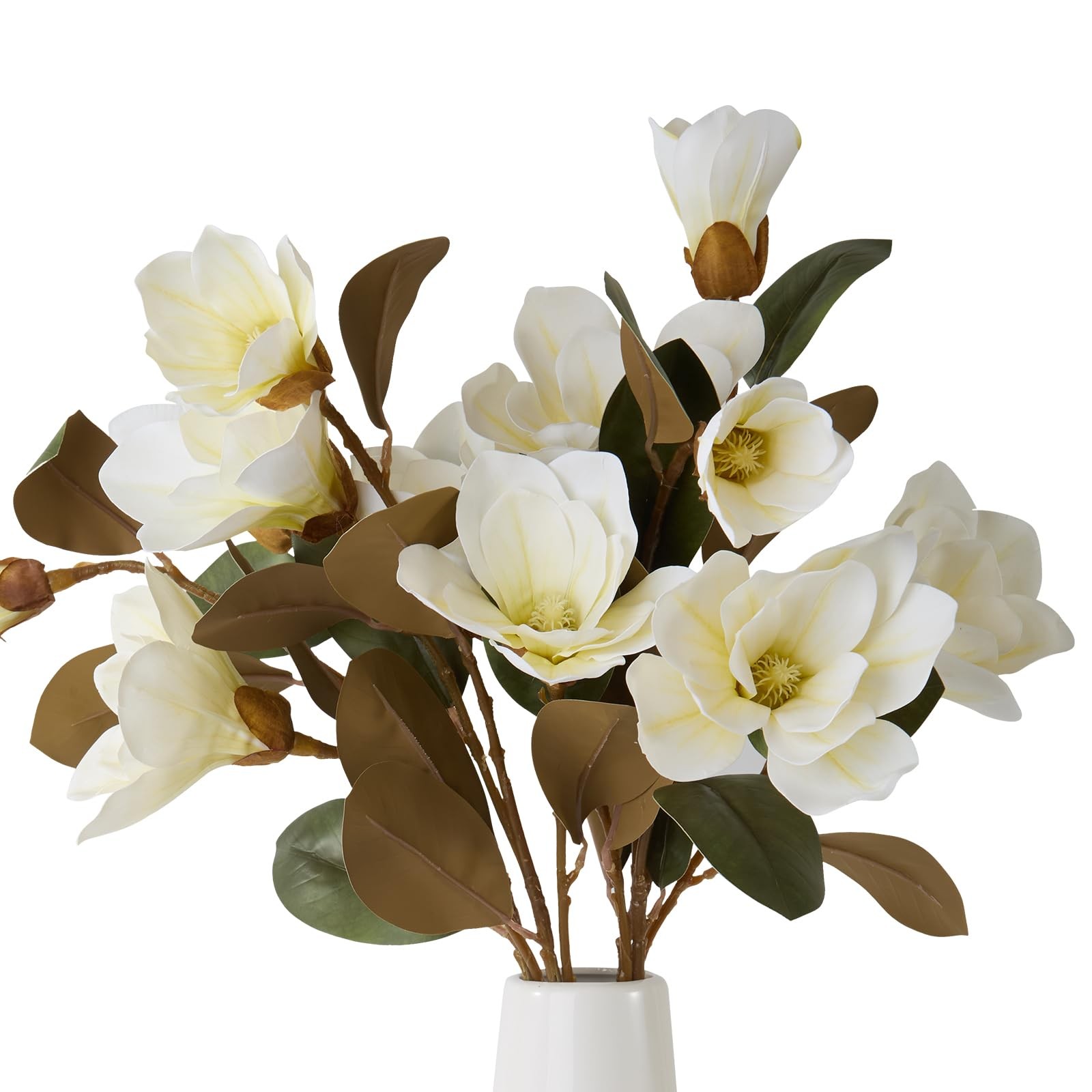 2PCS 32.2inch Artificial Magnolia Flowers 3D Real Touch 6 Heads Faux Magnolia…