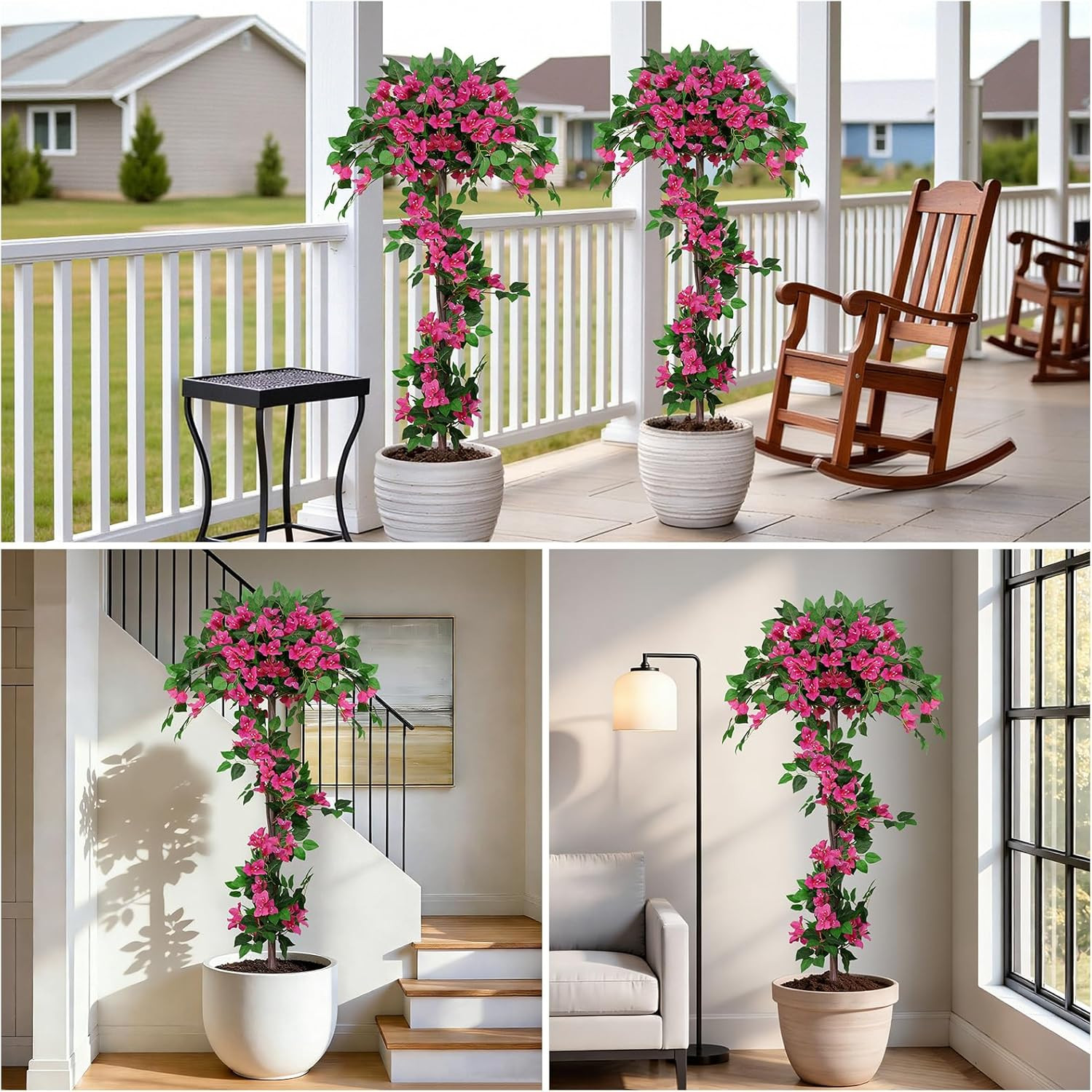2Pack 5FT UV Resistant Artificial Bougainvillea Trees for Outdoor Decor