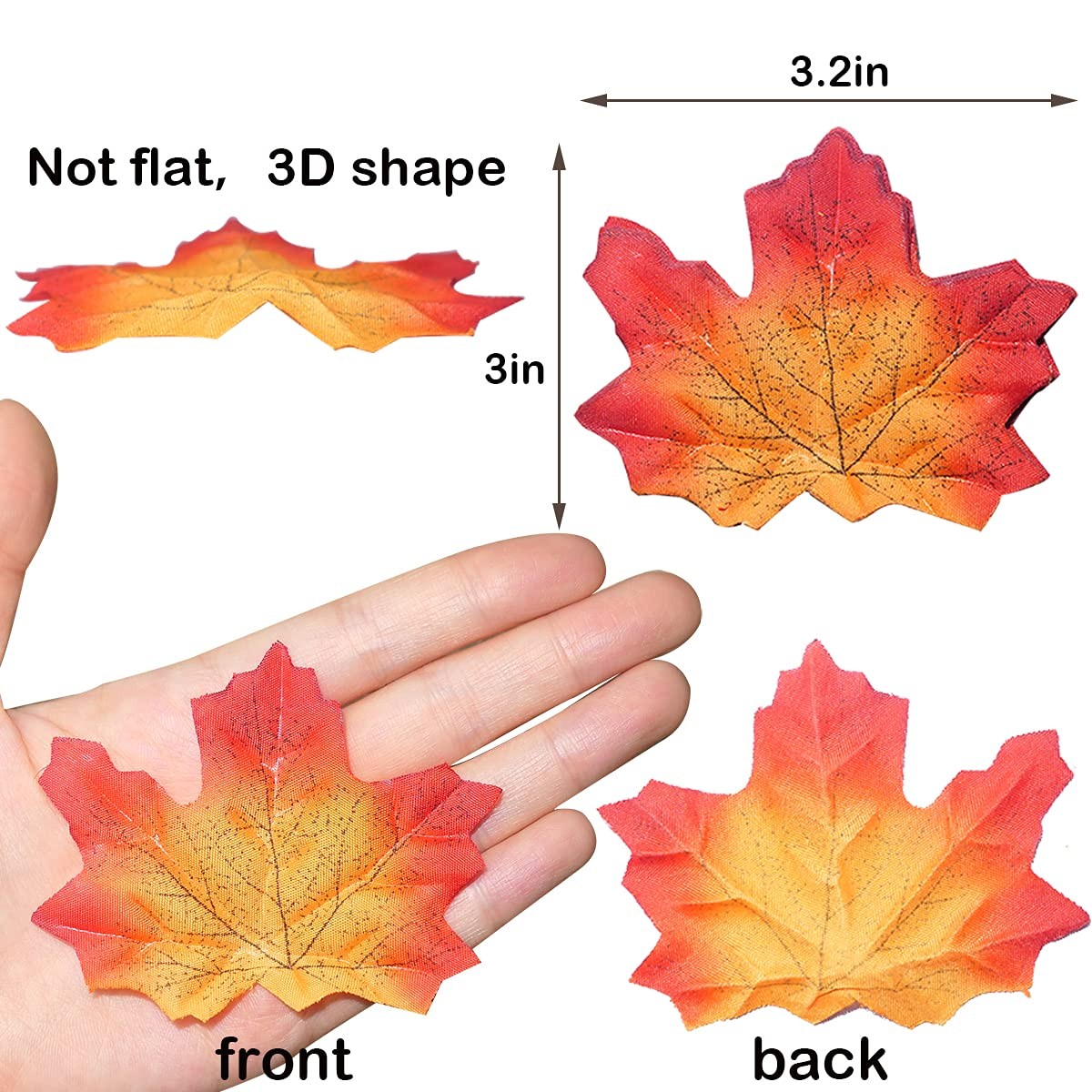 300 PCS Faux Artificial Maple Leaves Decoration Autumn Thanksgiving Decor