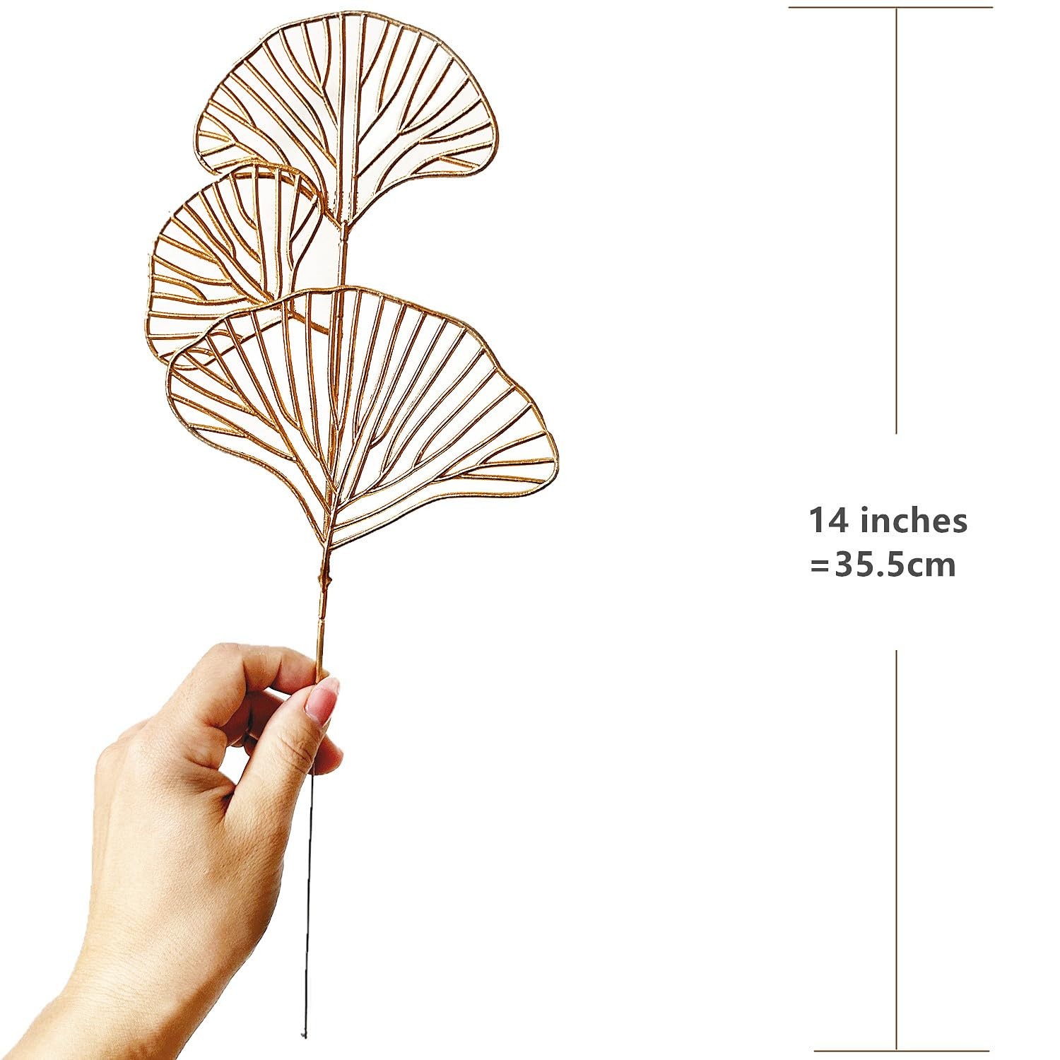 Artificial Gold Ginkgo Stems 14 Inch Apricot Leaves 12 Pack, Fake Golden Plan…