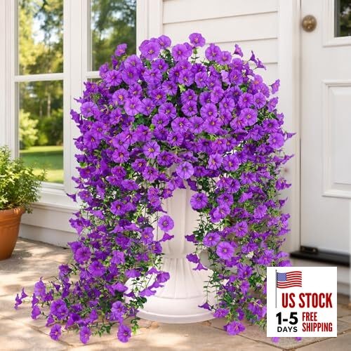 Artificial Flowers for Outdoors, Fake Hanging Flowers for 2 Pack Purple