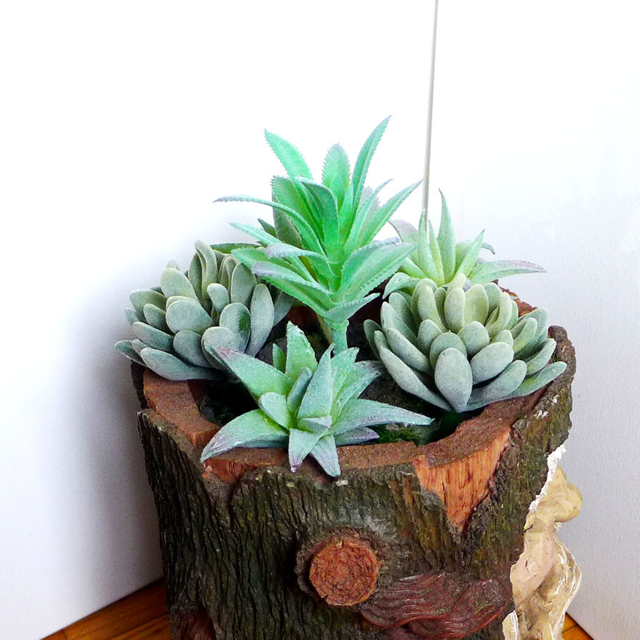 Artificial Plants Plastic Flocking Succulents Green Grasses 6 Pcs (#85)