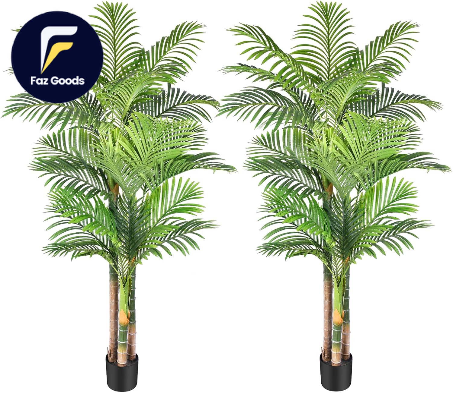 6Ft Tall Triple Golden Cane Palm Artificial Tree Large Tropical Palm Tree UV Res