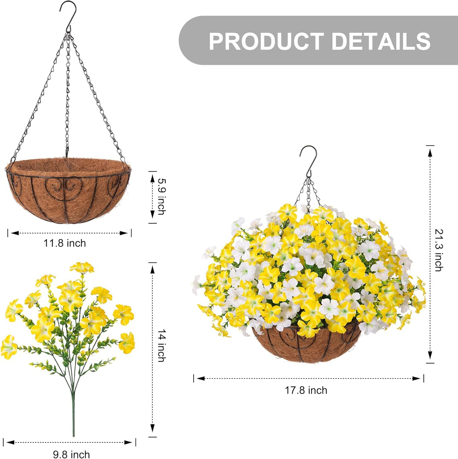 Artificial Hanging Flowers for Outdoors Baskets Spring Fake Plants Outdoor Decor