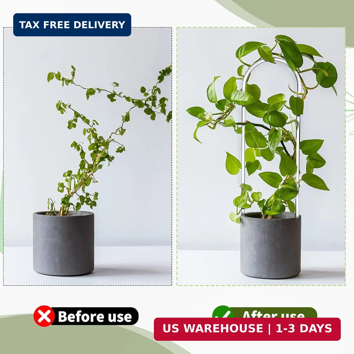 2 Pack Thickened U-Shaped Acrylic Trellis for Indoor Plants, Small Clear Plant T