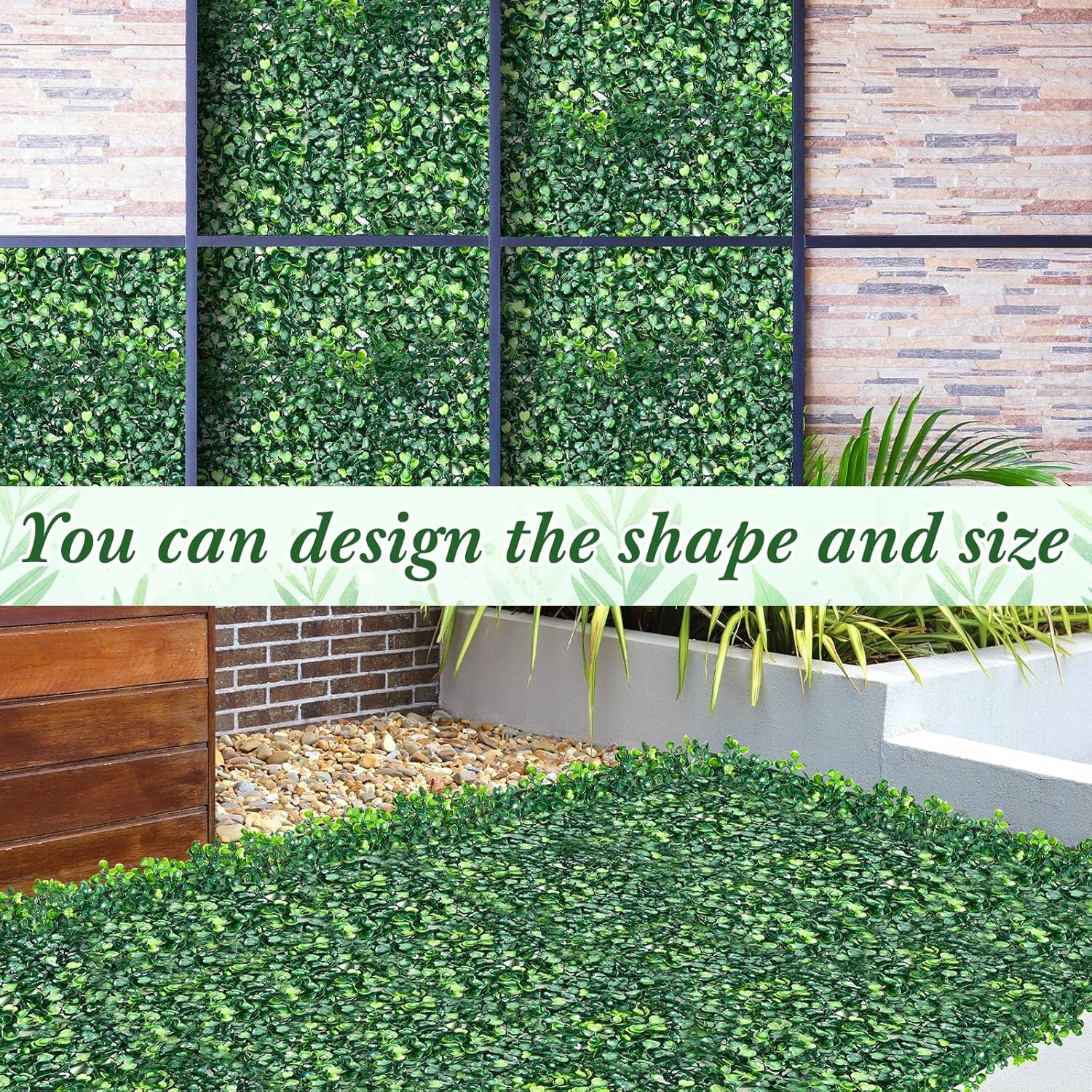 24 Pcs 10 X 10 Inch Faux Grass Wall Panels Artificial Boxwood Panels Outdoor Pri
