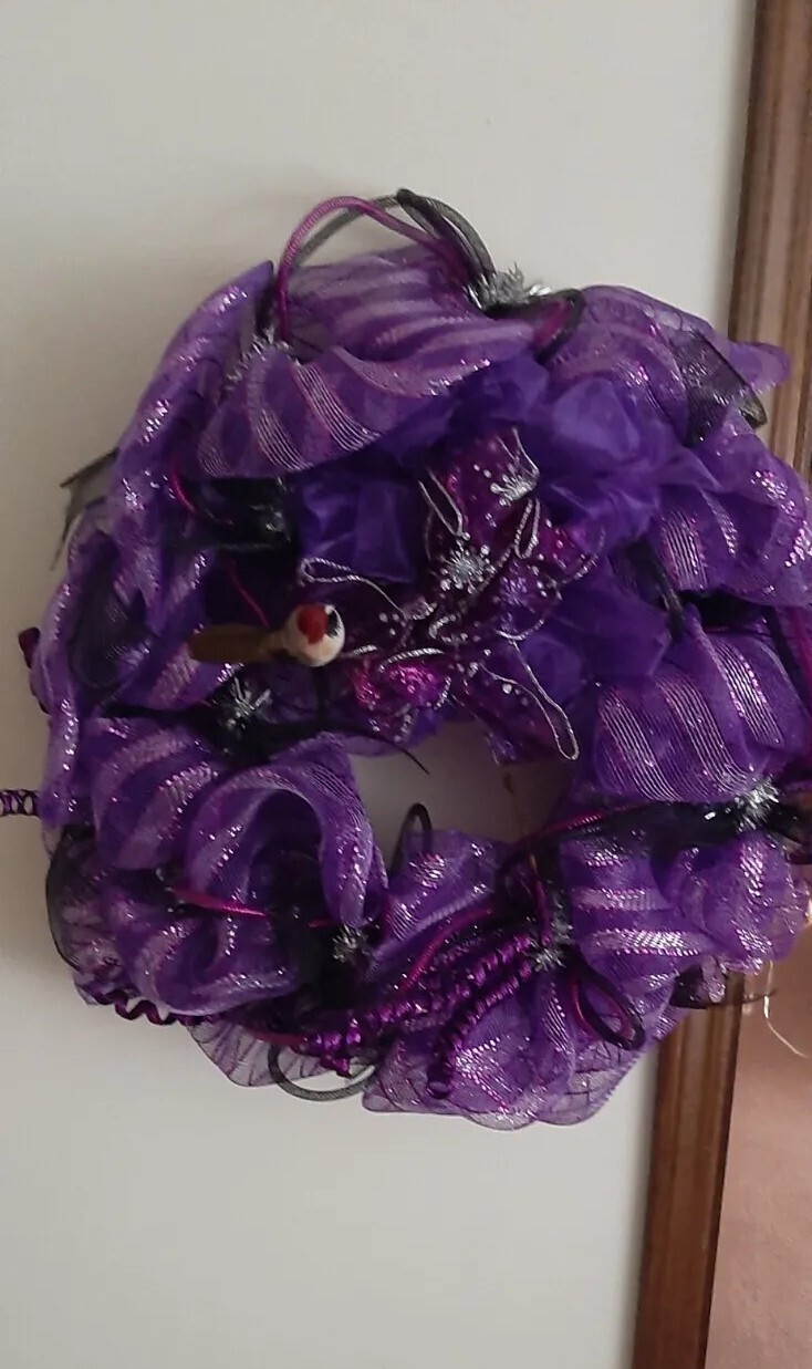 Large Purple Black Decorative Spring Summer Fall Winter Wreath For Front Door
