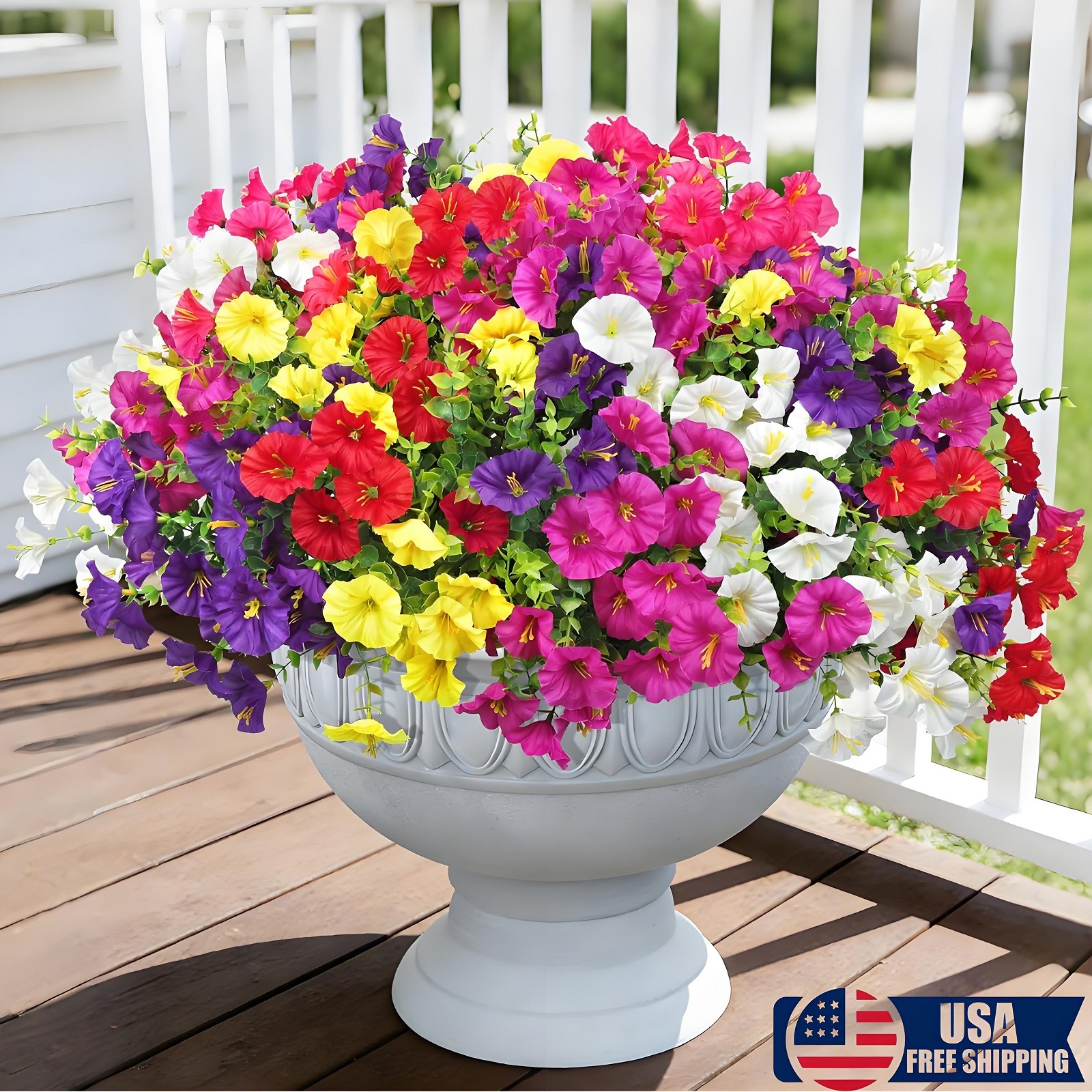 6-10 PACK Artificial Flowers for Outdoors, Silk Morning Glory Artificial Flowers