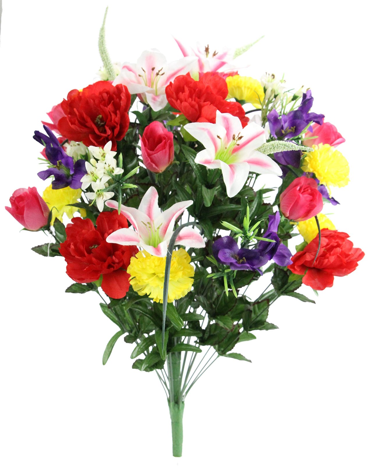 40 Stem Artificial Flowers Roses Lily Peony Mixed Bush Spring Faux Flower Arr…