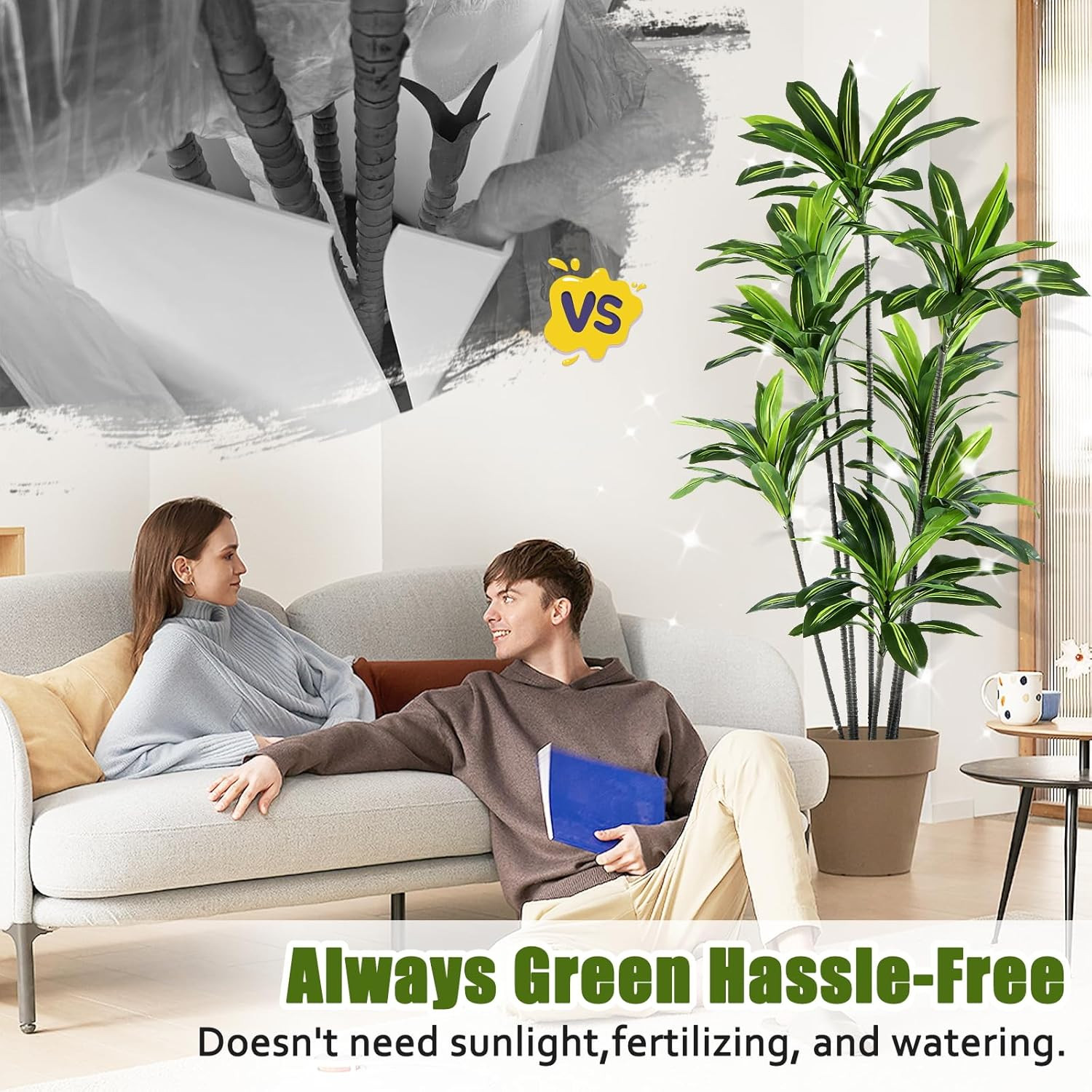 6FT Dracaena Artificial Plant – Lifelike Faux Tree for Home & Office Decor