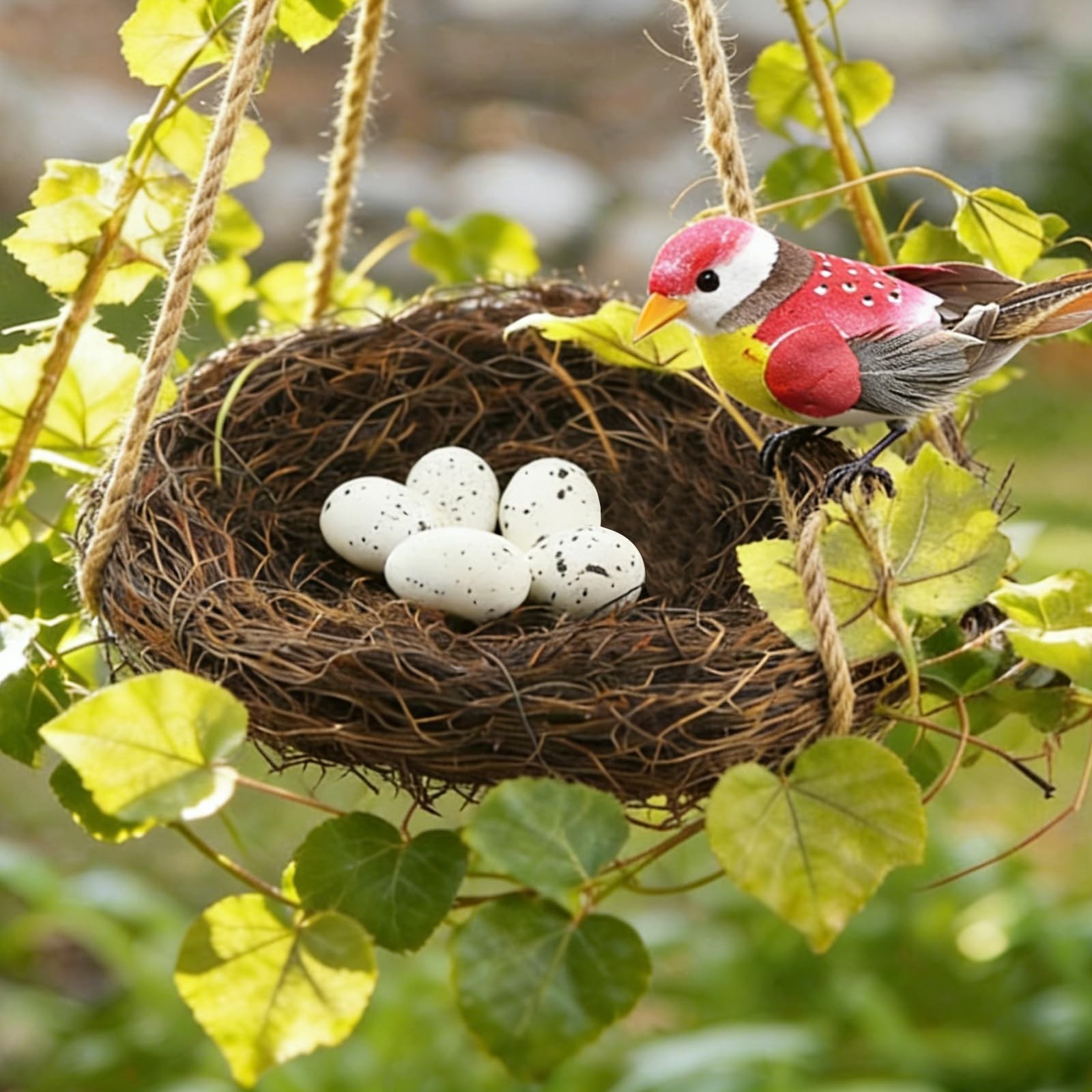6Pcs 12″ Large Artificial Bird Nests with Eggs for Crafts & Spring Decor