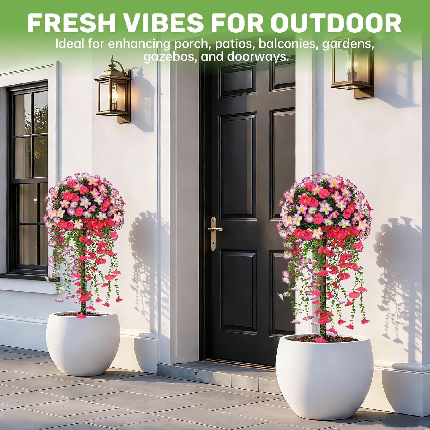 Elegant 2-Pack Artificial Pink Topiary Balls – Maintenance-Free Outdoor Beauty