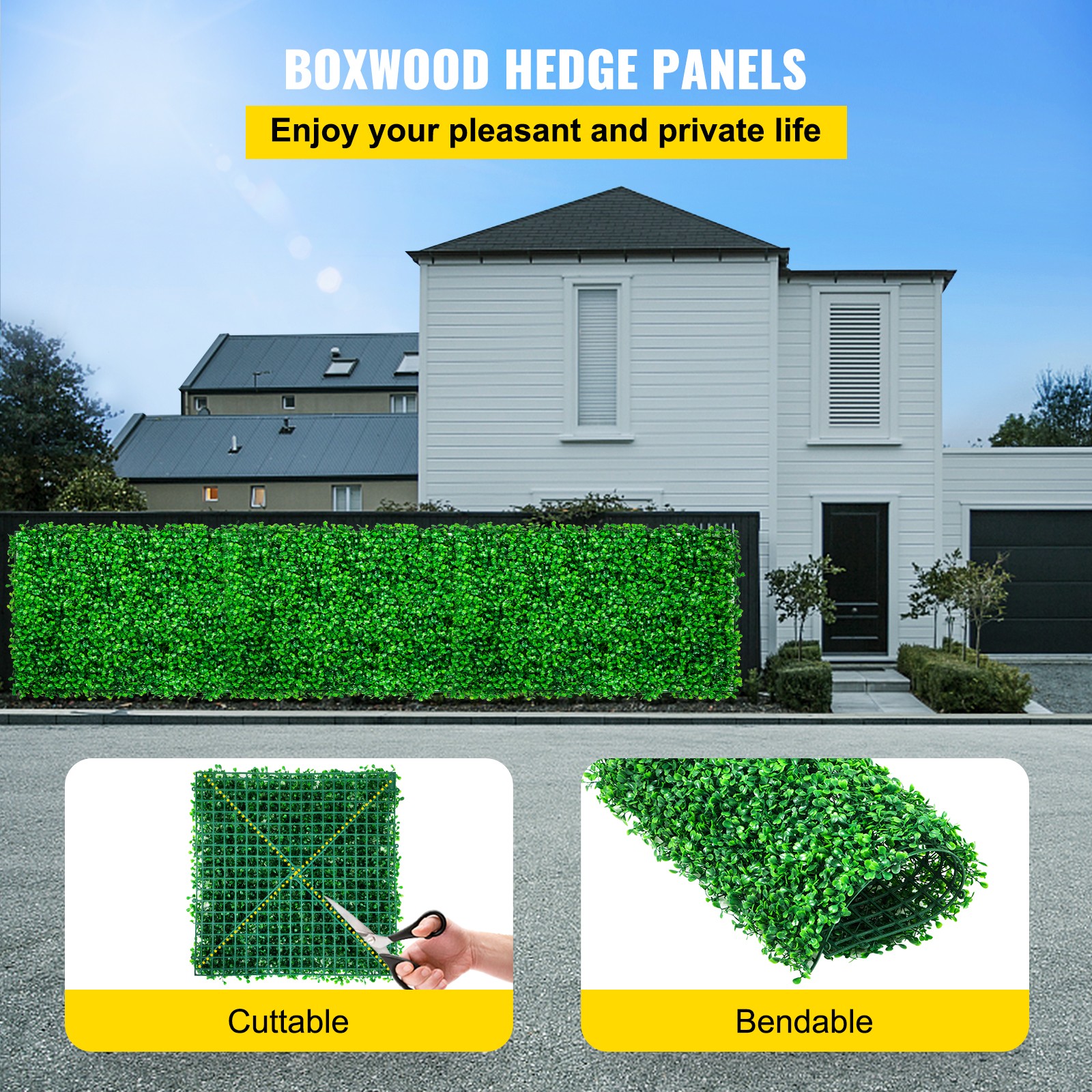 Uimoso 48pcs UV-Resistant Boxwood Panels, 10″ x 10″ for Privacy Fences