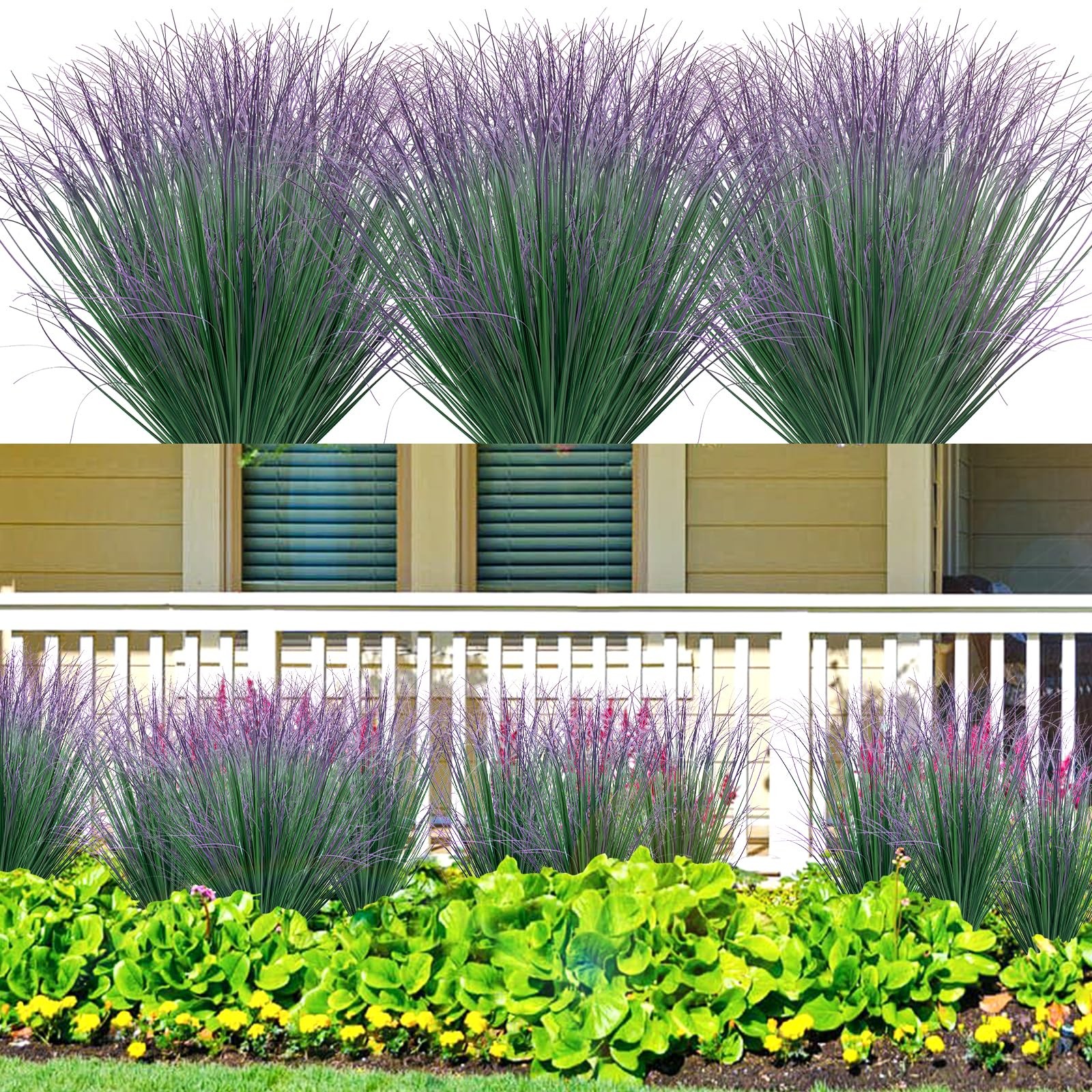 24 Pcs Artificial Wheat Grass, Tall Faux Shrubs for Outdoor Indoor US