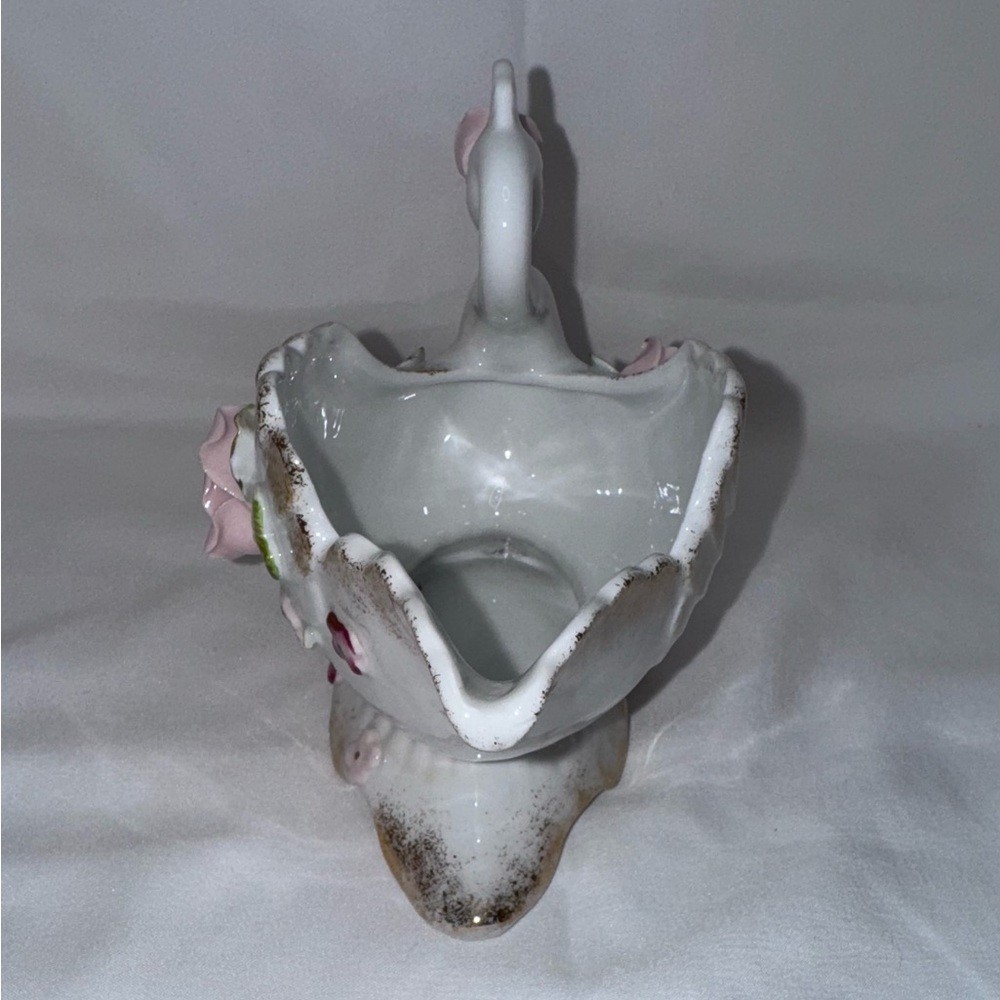 Vintage Napco Porcelain Swan Planter Vase w/ Japan Salt & Pepper Shakers