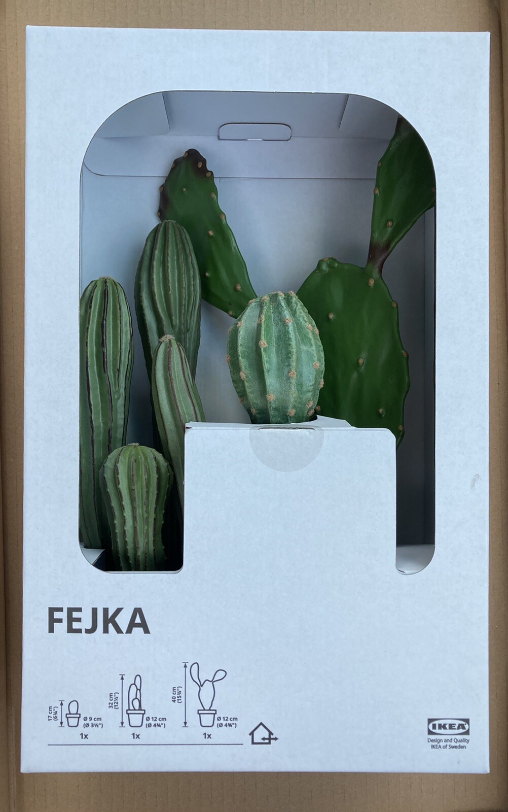 Set Of 3 IKEA FEJKA Artificial Potted Cactus Plant 6 3/4”, 12 1/2”, 15 3/4”, New