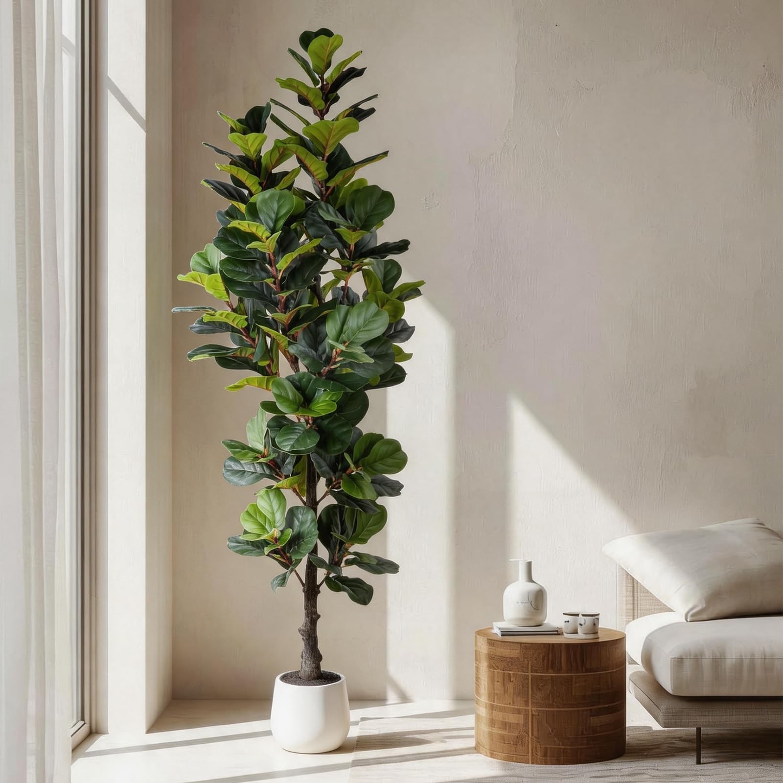6FT Ultra-Full & Lush Artificial Fiddle Leaf Fig Tree for Home Decor – 171 Li…