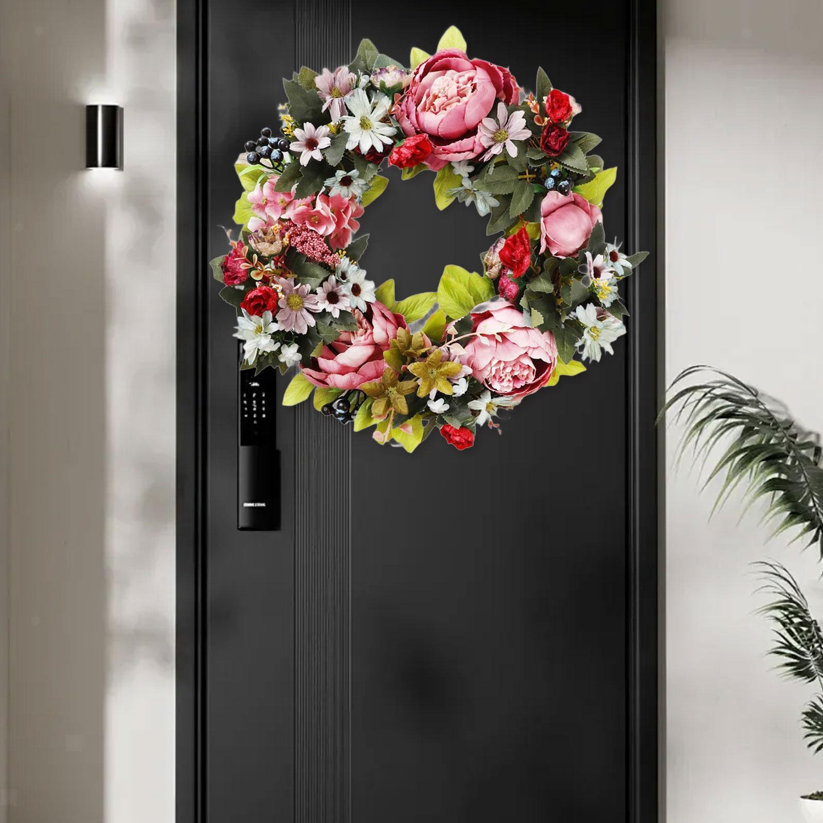 Artificial Peony Wreath Decorations 15.75inch Home Balcony Hanging Ornament