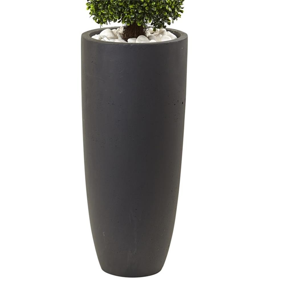 Pemberly Row 50″ Boxwood Topiary with Cylindrical Planter in Green/Gray