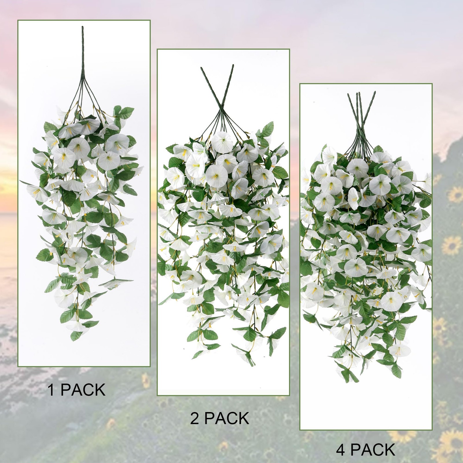 4 Pcs Hanging Artificial Spring Flowers for Outdoors Decorations, Fake Petuni…
