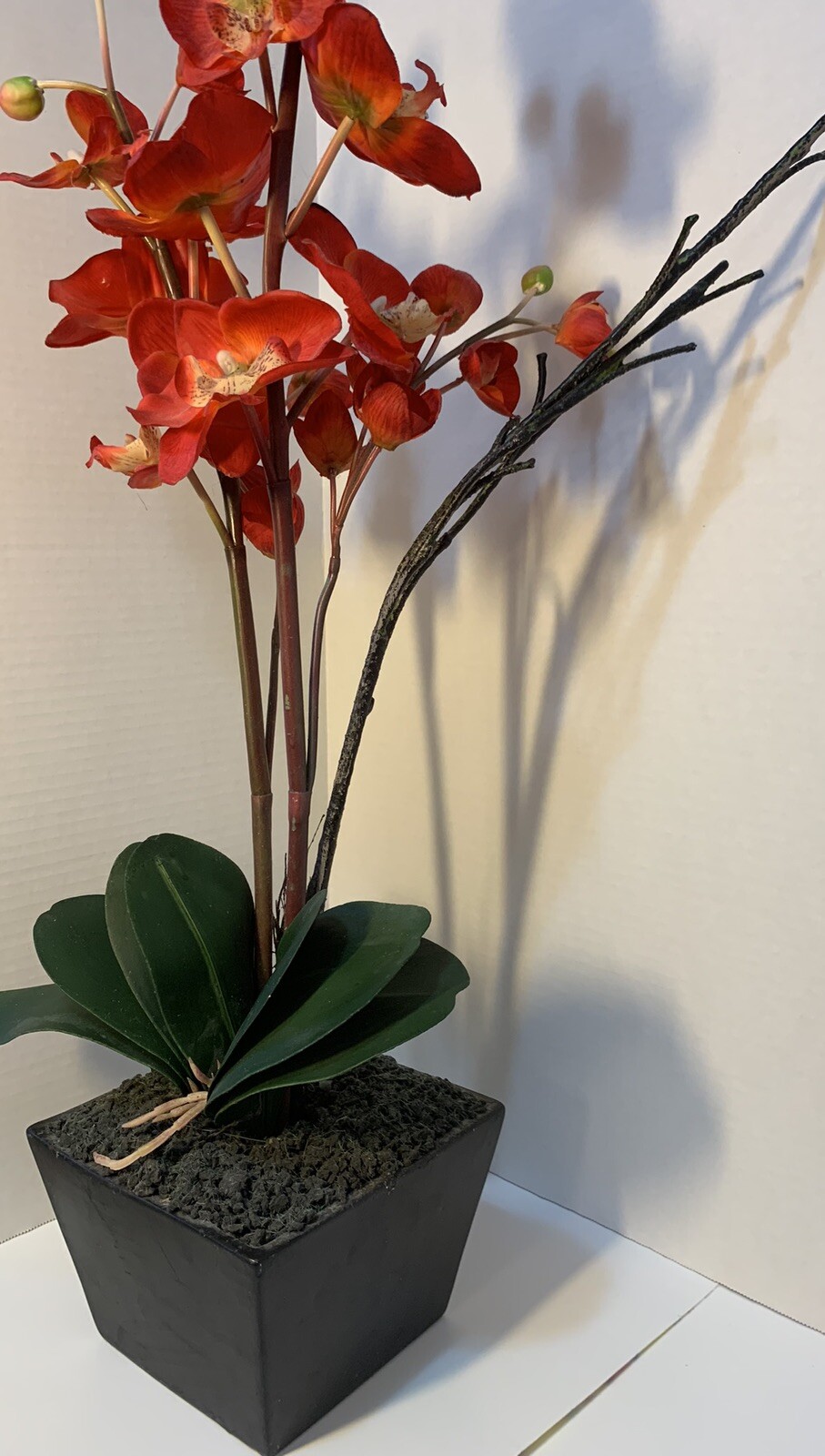 Artificial Red Orchid Planter