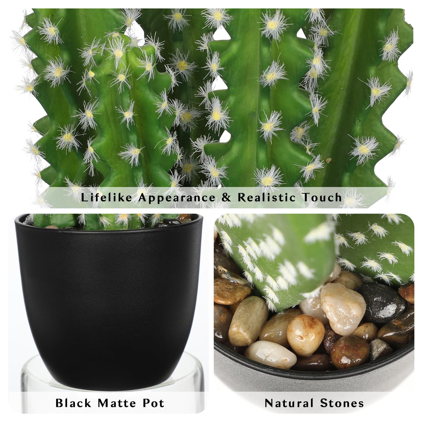 Artificial Cactus Plants 10.8″ Small Faux Cactus Plants Indoor Fake Desert Ca…
