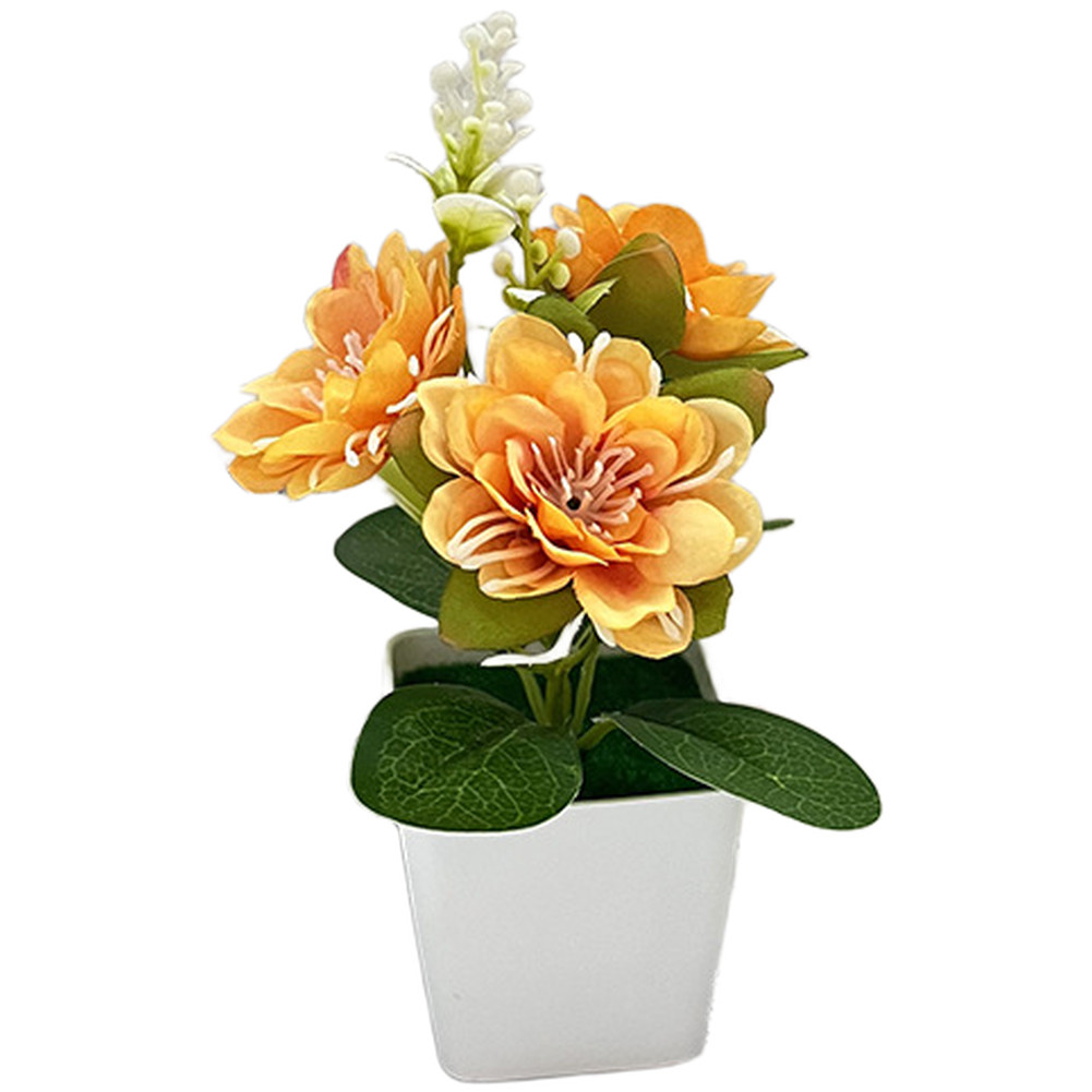Low Maintenance Silk Chrysanthemum Potted Plant 14 x 5.5cm for Any Room Decor