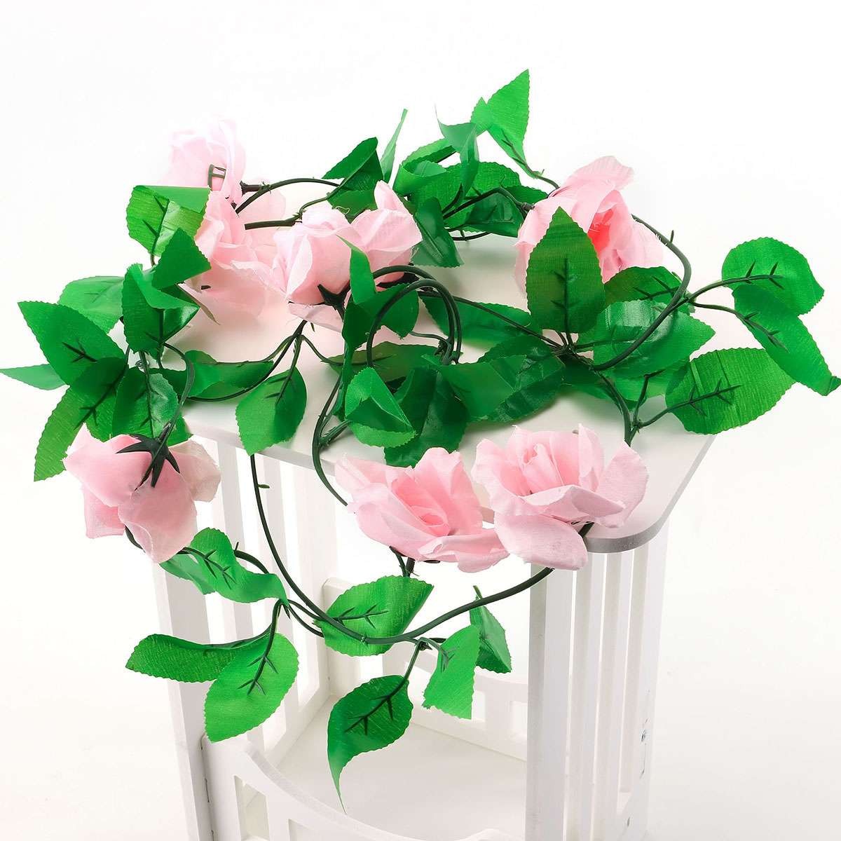 Fake Rose Vine Flowers Plants Artificial Hanging Ivy Wedding Decor 7.5 Ft USA