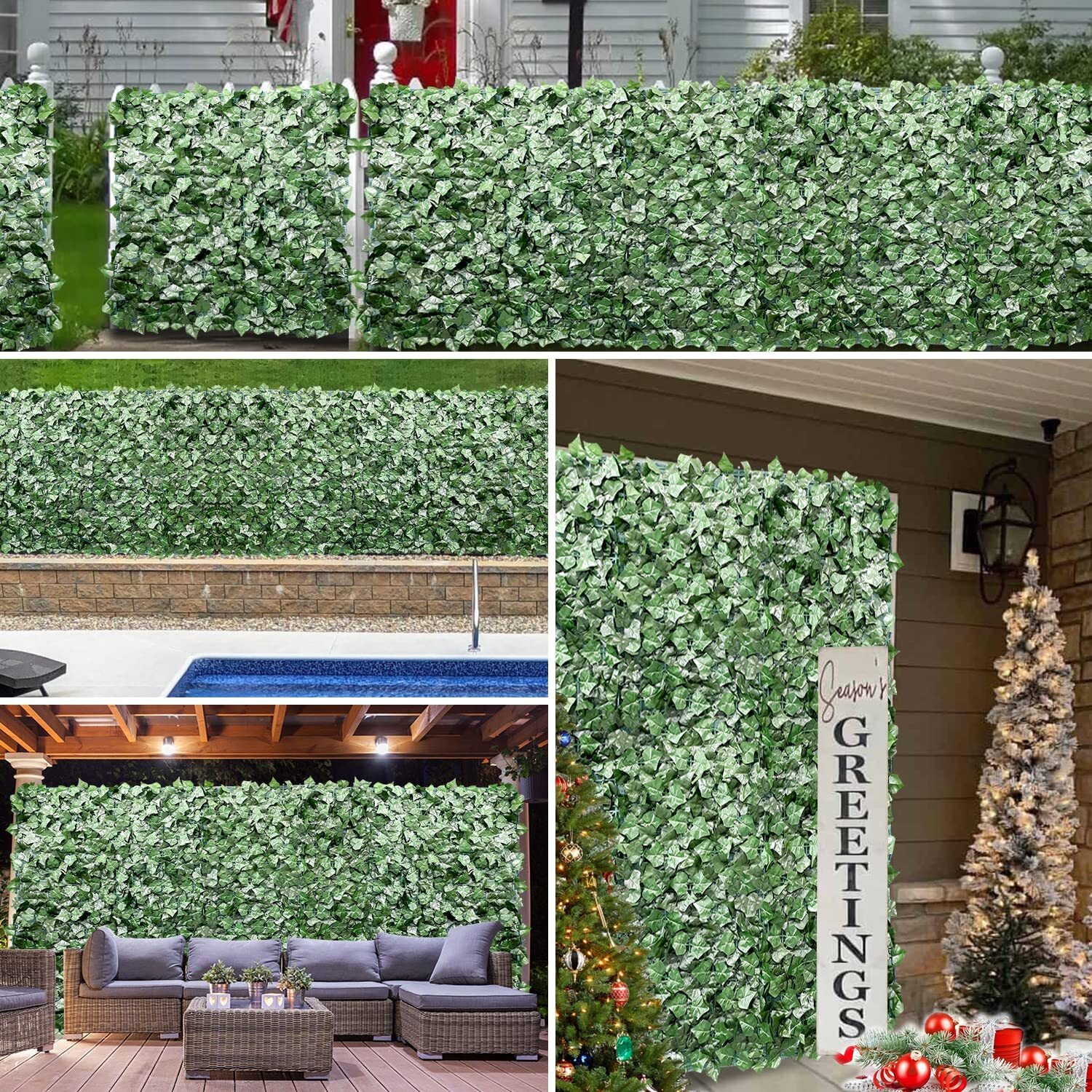 8ft-14ft Artificial Faux Ivy Leaves Privacy Fence Screen Wall Decor Garden Hedge