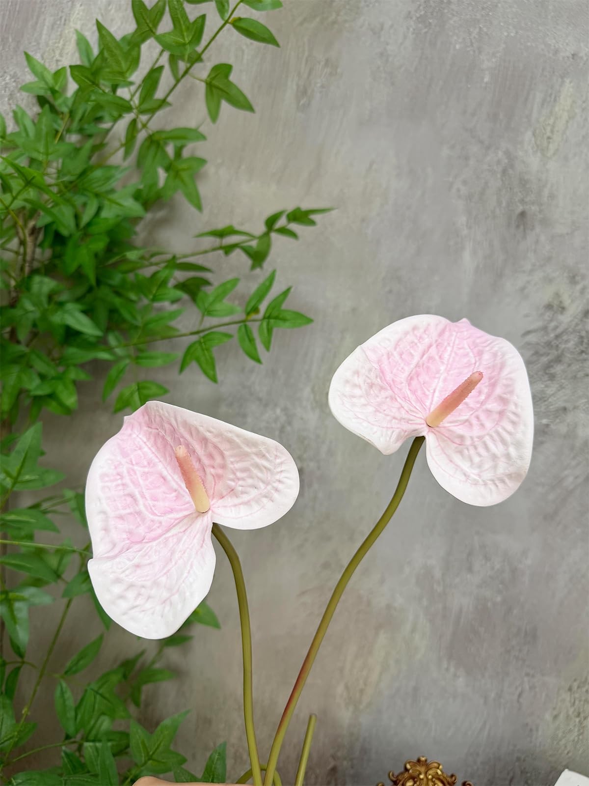 Pink Artificial Anthurium Fake Tropical Faux Real Touch Flowers Fits 23.6 Inch