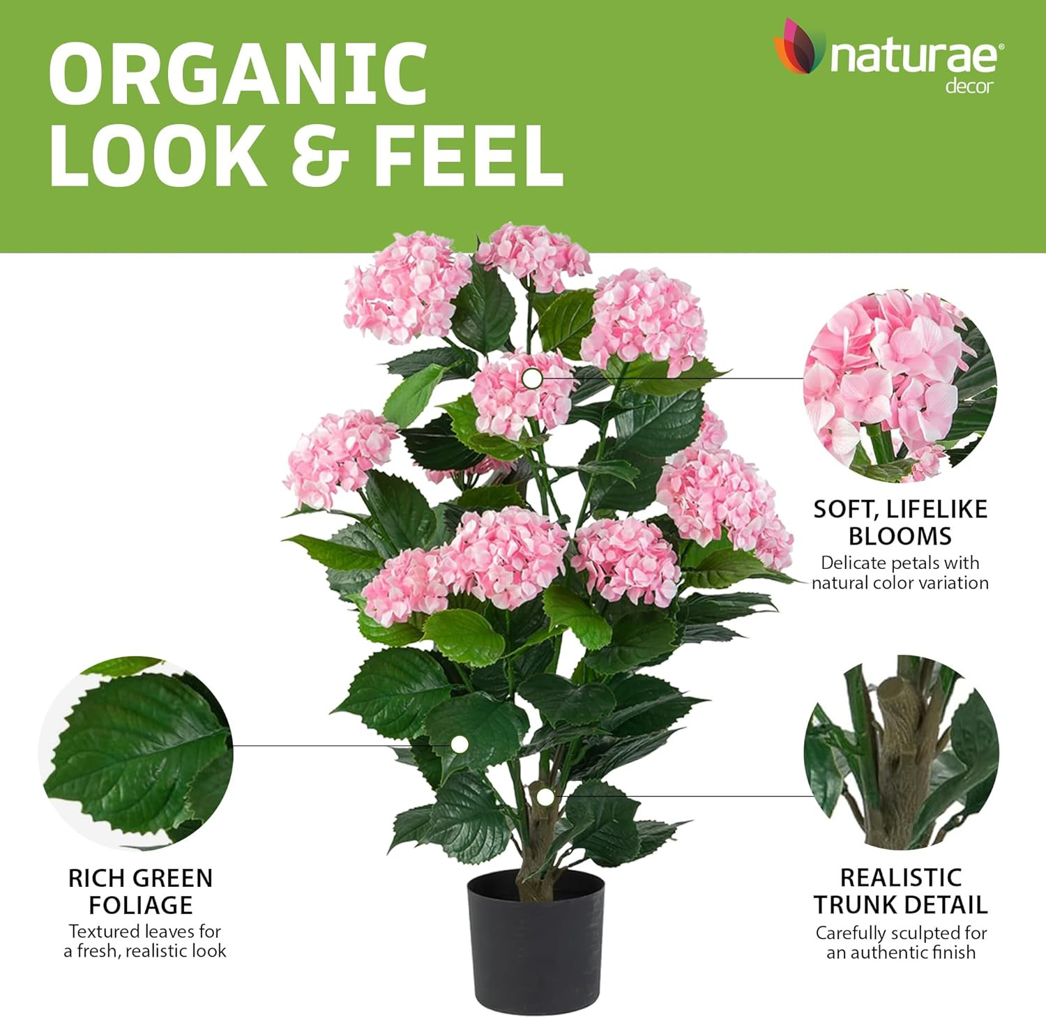 Elegant 37” White Hydrangea Artificial Plant in Black Pot for Home Decor (2)