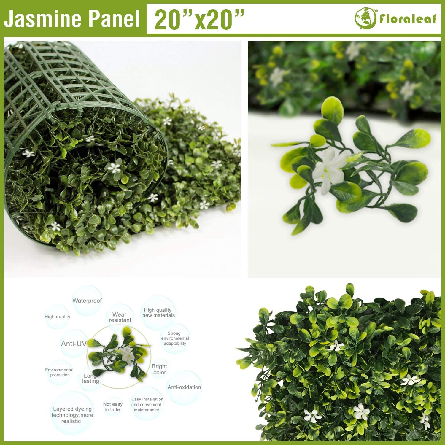 12 pc 20×20″ Artificial Faux Jasmine Leaf Privacy Fence Screen Decor Panel Hedge