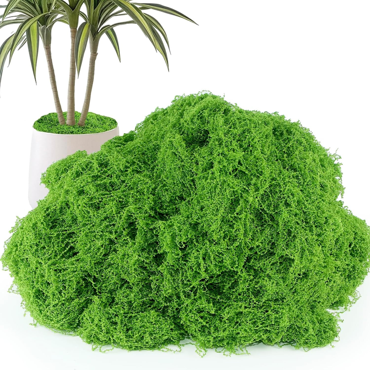 5.3OZ Fake Green Moss for Plants Indoor, Artificial Moss for Crafts, DIY Floral
