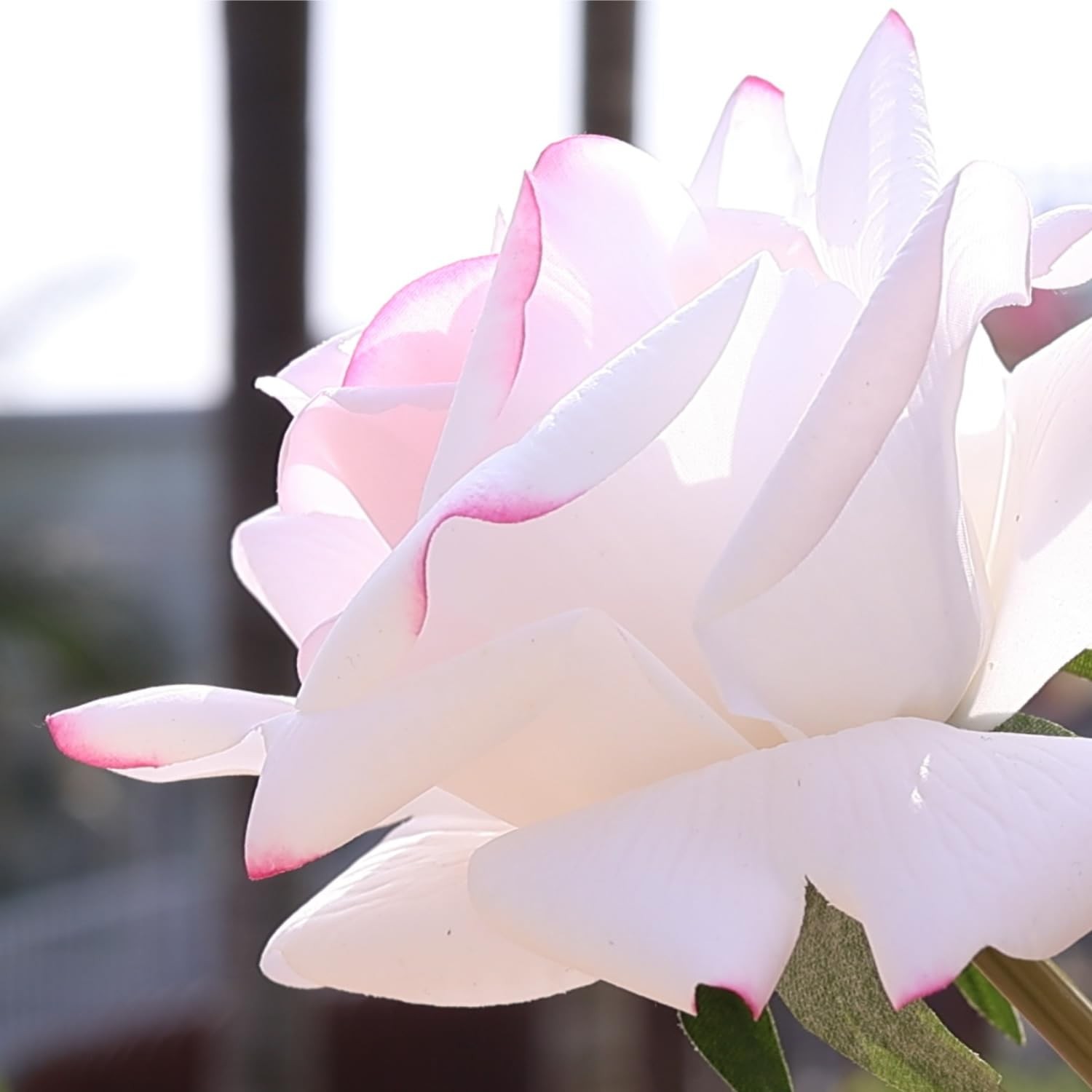 10 Pcs Light Pink Trimmed Artificial Realistic Rose Flower Home Decor Bouquet