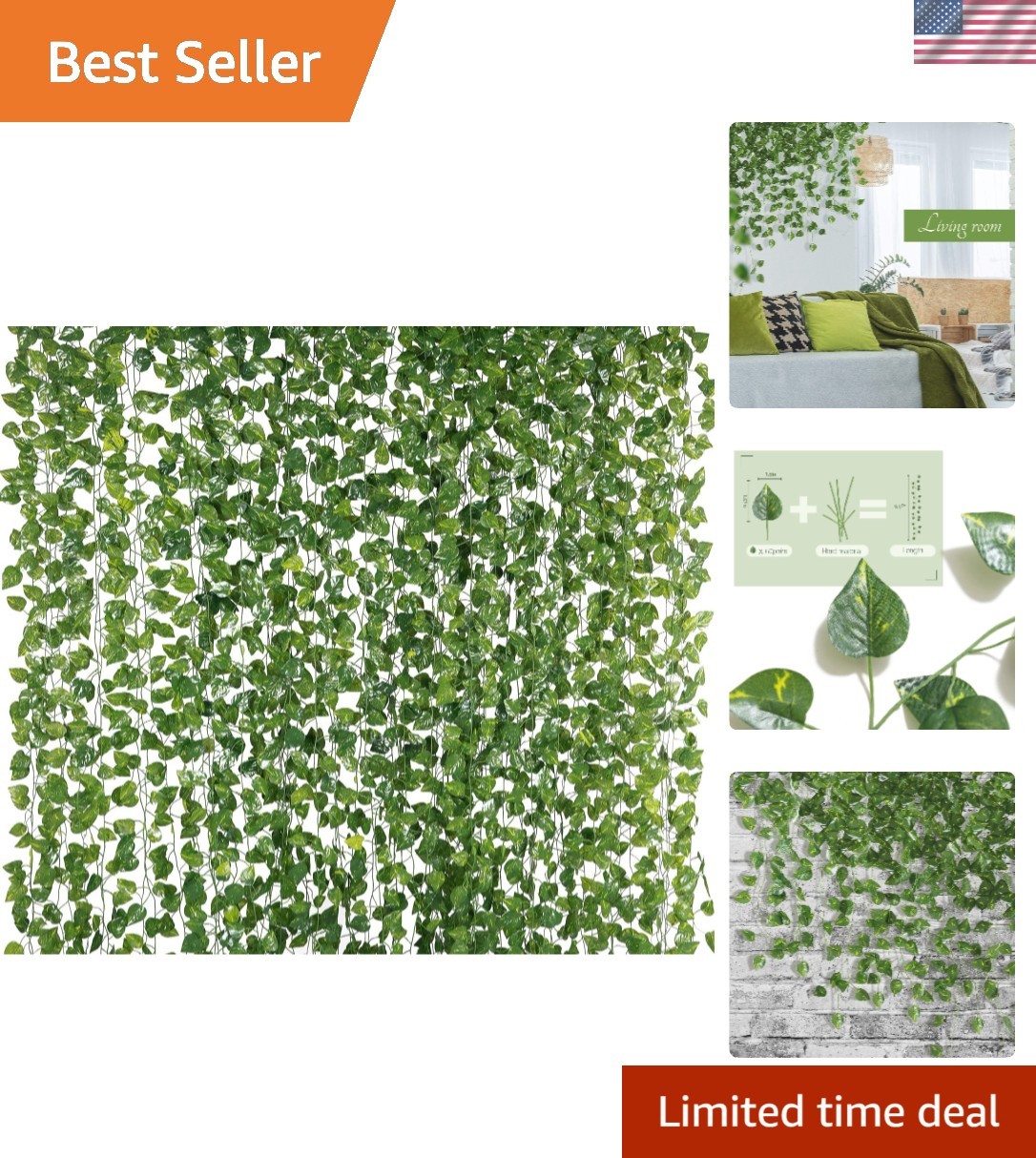 Realistic Silk Ivy Vines – 12-Pack Hanging Garlands for Events & Decoration
