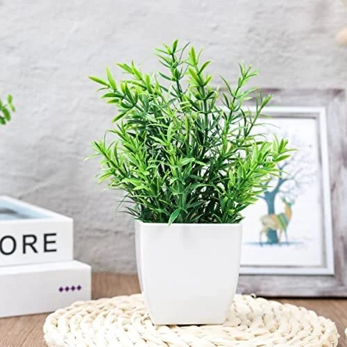 2Pack Small Fake Plants Artificial Greenery Plants for Home Bathroom Shelf Decor