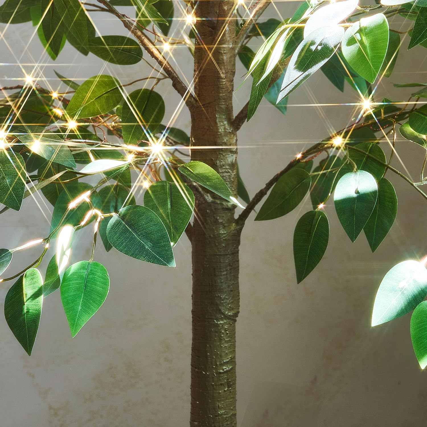 Artificial Ficus Silk Tree Lights 6FT 264 LED Fairy Lights, Faux Plant Tree with